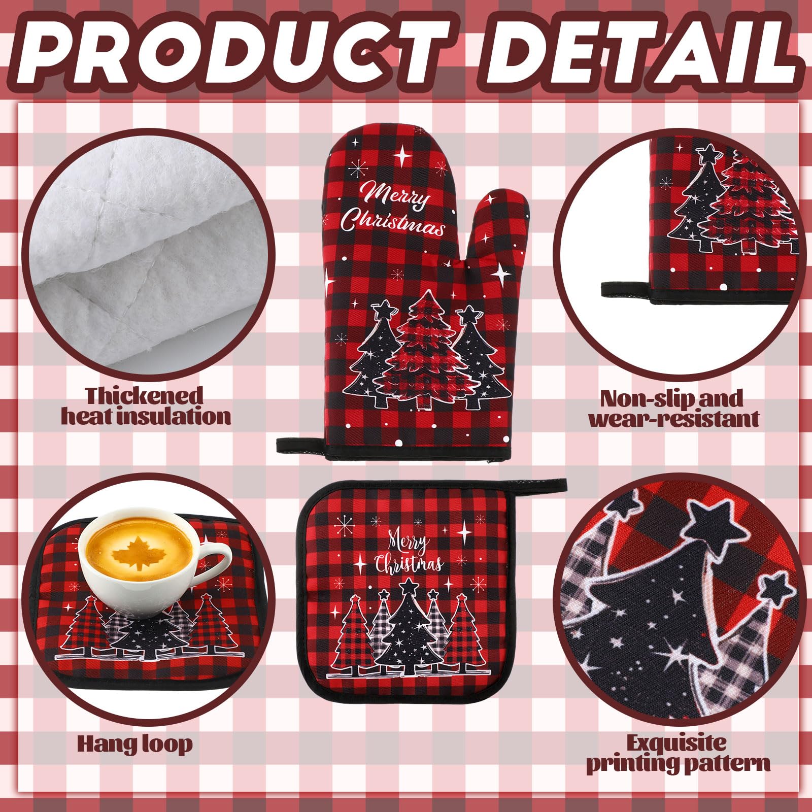 10 Pcs Winter Wonderland Oven Mitts & Pot Holders Set - Absorbent Kitchen Towels for Baking, Cooking, BBQ - Perfect Kitchen Decor & Gift for Home Chefs