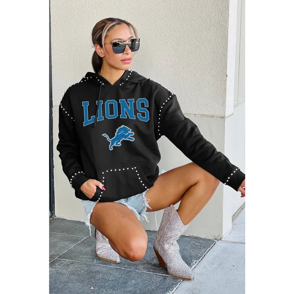 Detroit Lions Women's Studded Pullover Hoodie - Gameday Couture & Casual Wear for Football Fans | Perfect for Game Day, Tailgating & Everyday Fashion