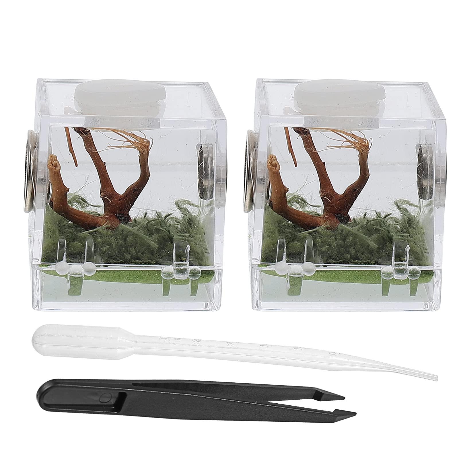 ULTECHNOVO 2-Pack Spider Habitat Box - Small Pet Insect Breeding Enclosure with Ventilation Holes - Jumping Spider Terrarium & Micro Pet Toys - Perfect for Classroom Observation, Home Pets, and Insect Lovers