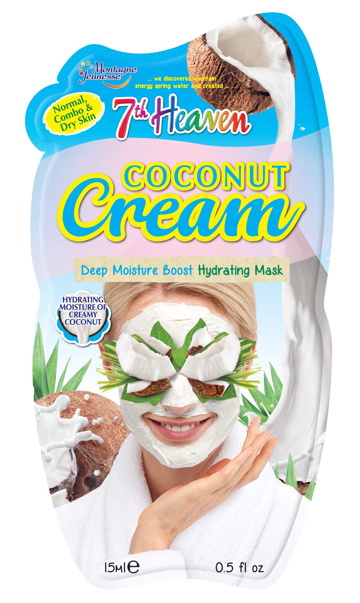 7th Heaven Coconut Cream Face Mask 15ml - Deep Hydrating Mask with Coconut Oil, Shea Butter & Cocoa Butter for Dry/Normal Skin | Pack of 2 | Spa Day Essential for Glowing Skin at Home