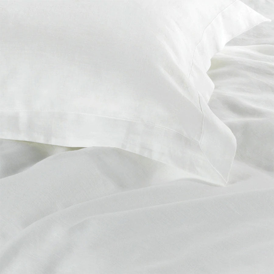 Sheridan Abbotson White Linen Tailored Pillowcase Set of 2 - Luxury Bedding for Master Bedroom, Guest Room & Hotel Decor