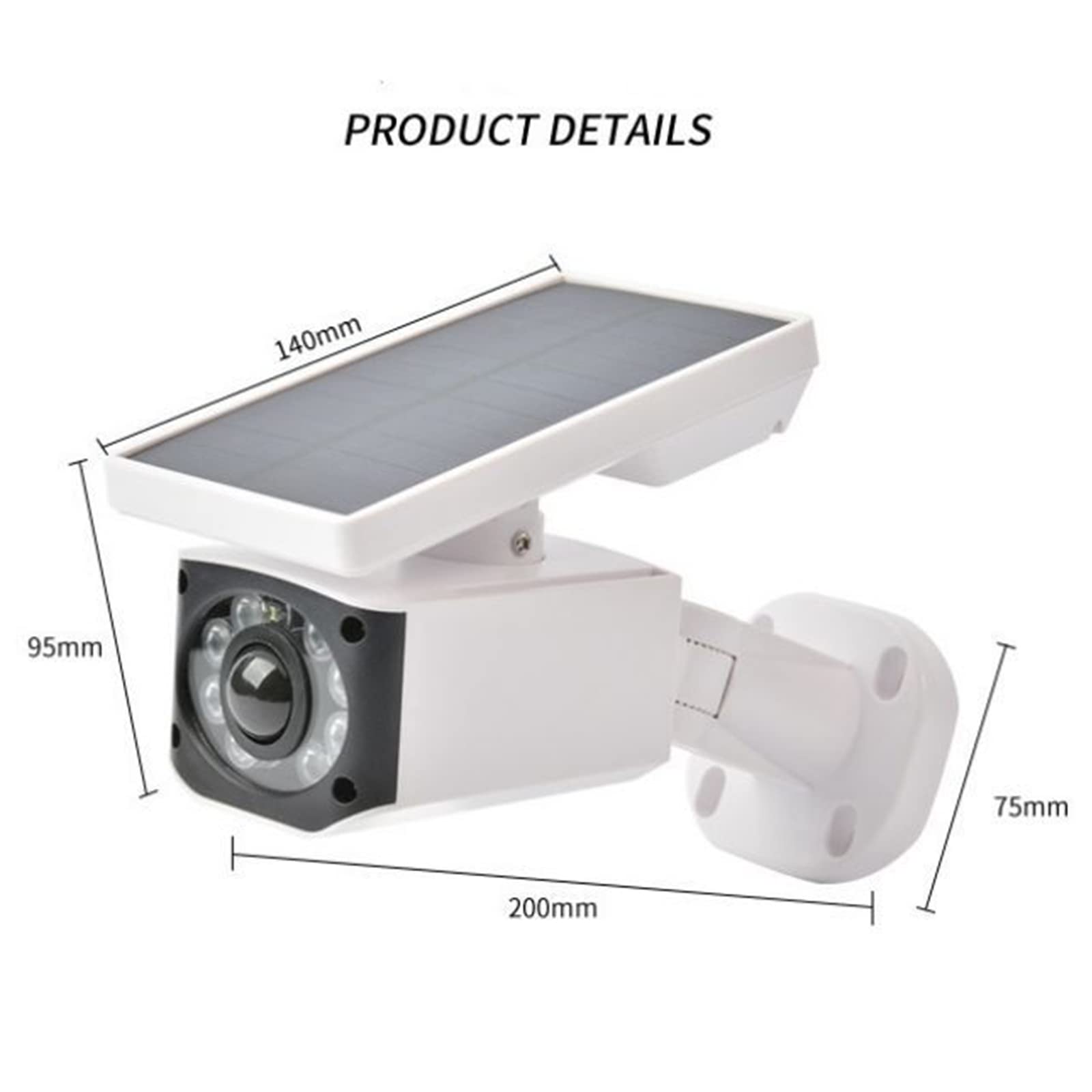 Solar Powered Dummy Security Camera with LED Motion Sensor & Flashing Red Lights - Weatherproof Outdoor Safety Light for Home, Business, Garage & Backyard Security (Ideal for Deterring Intruders)