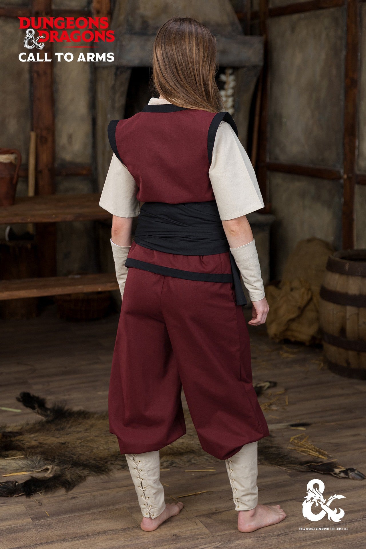 Dungeons & Dragons Monk Costume Set - Burgundy & Black Outfit for Cosplay, LARP, and Fantasy Roleplaying