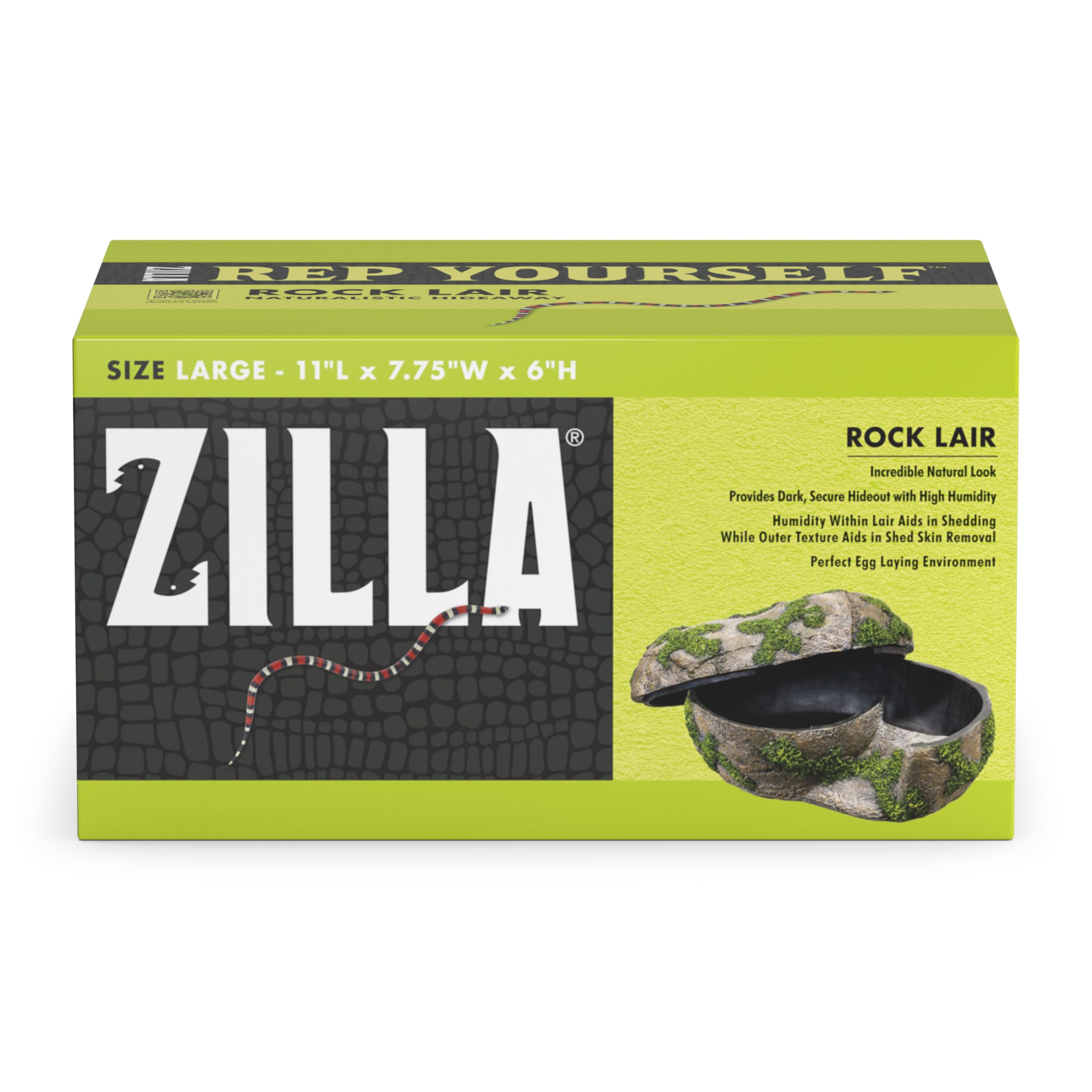 Zilla Pet Terrarium Rock Lair Hideout for Reptiles - Large Size Cave Shelter for Lizards, Snakes & Geckos - Perfect for Desert & Jungle Habitat Decor
