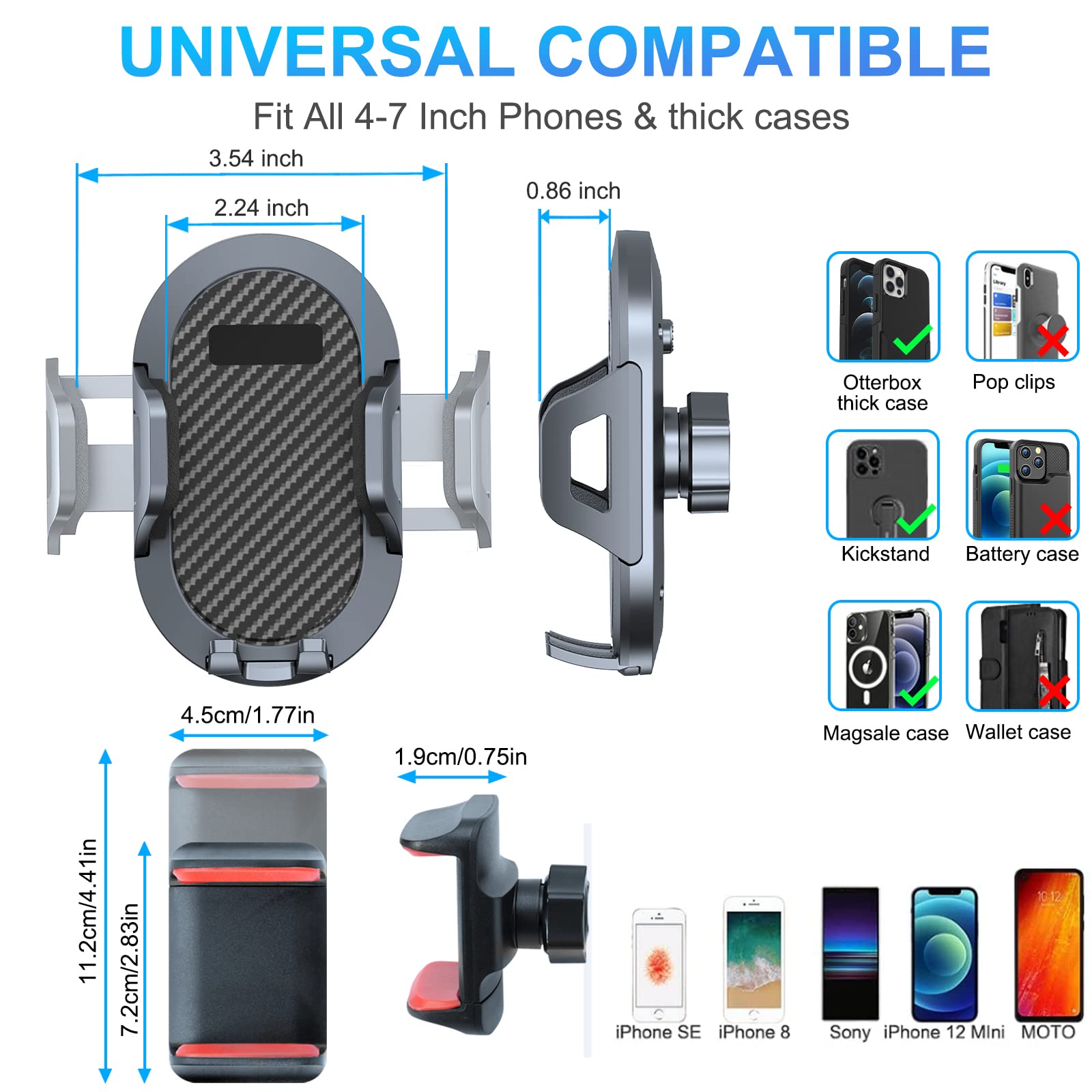 Universal Phone Mount for 2018-2023 Jeep Wrangler JL/JLU & 2020-2023 Gladiator JT - Dashboard Multi-Angle Adjustable Phone Holder with Storage Tray - Perfect for Off-Roading, GPS Navigation & Hands-Free Driving