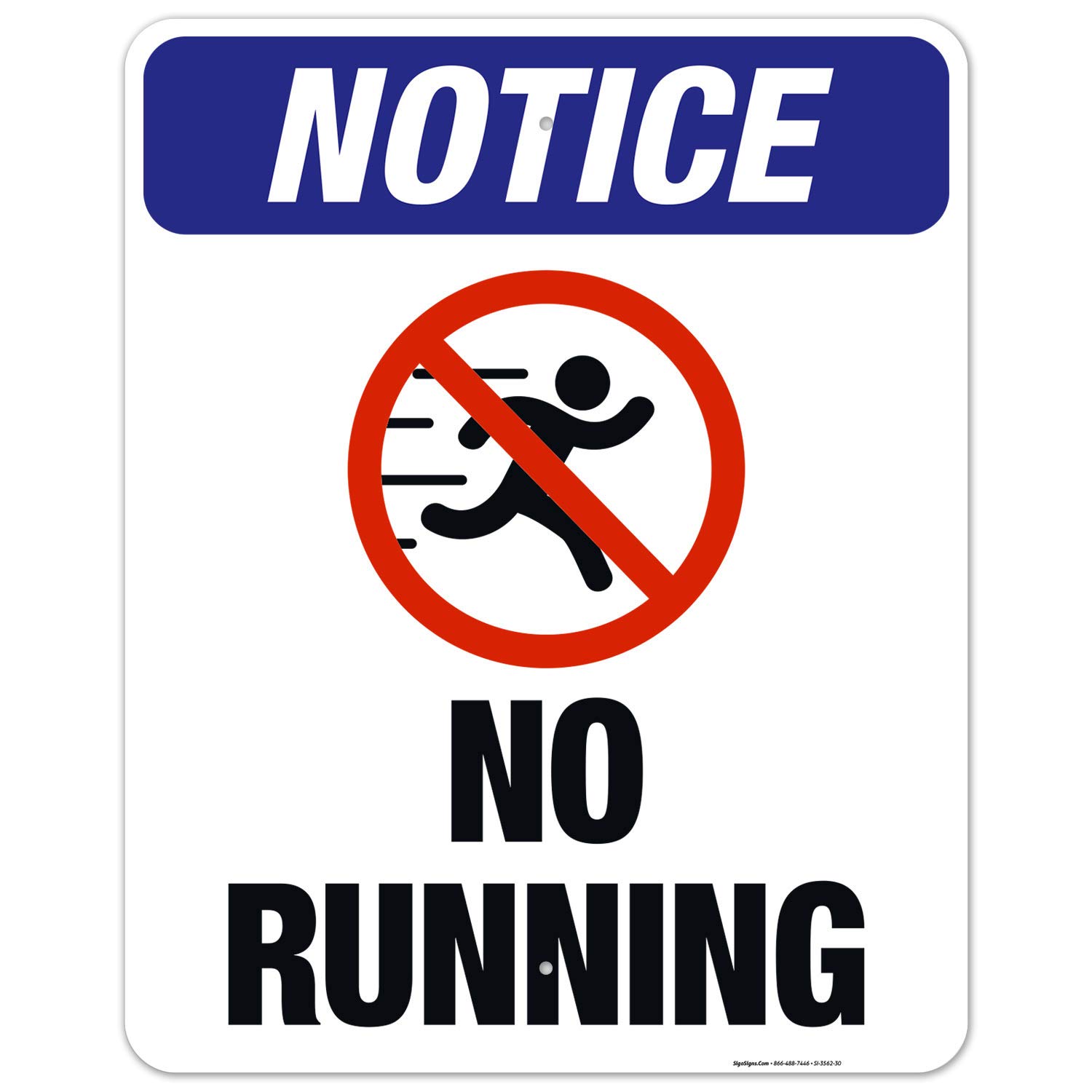 No Running Sign - ANSI Compliant 24x30 Inch Safety Sign | Durable .063 Rust-Free Aluminum for Indoor/Outdoor Use | Fade-Resistant, Made in USA | Ideal for Schools, Factories, Warehouses & Public Safety Areas | Warning Sign for High Traffic Zones & Hazardous Areas