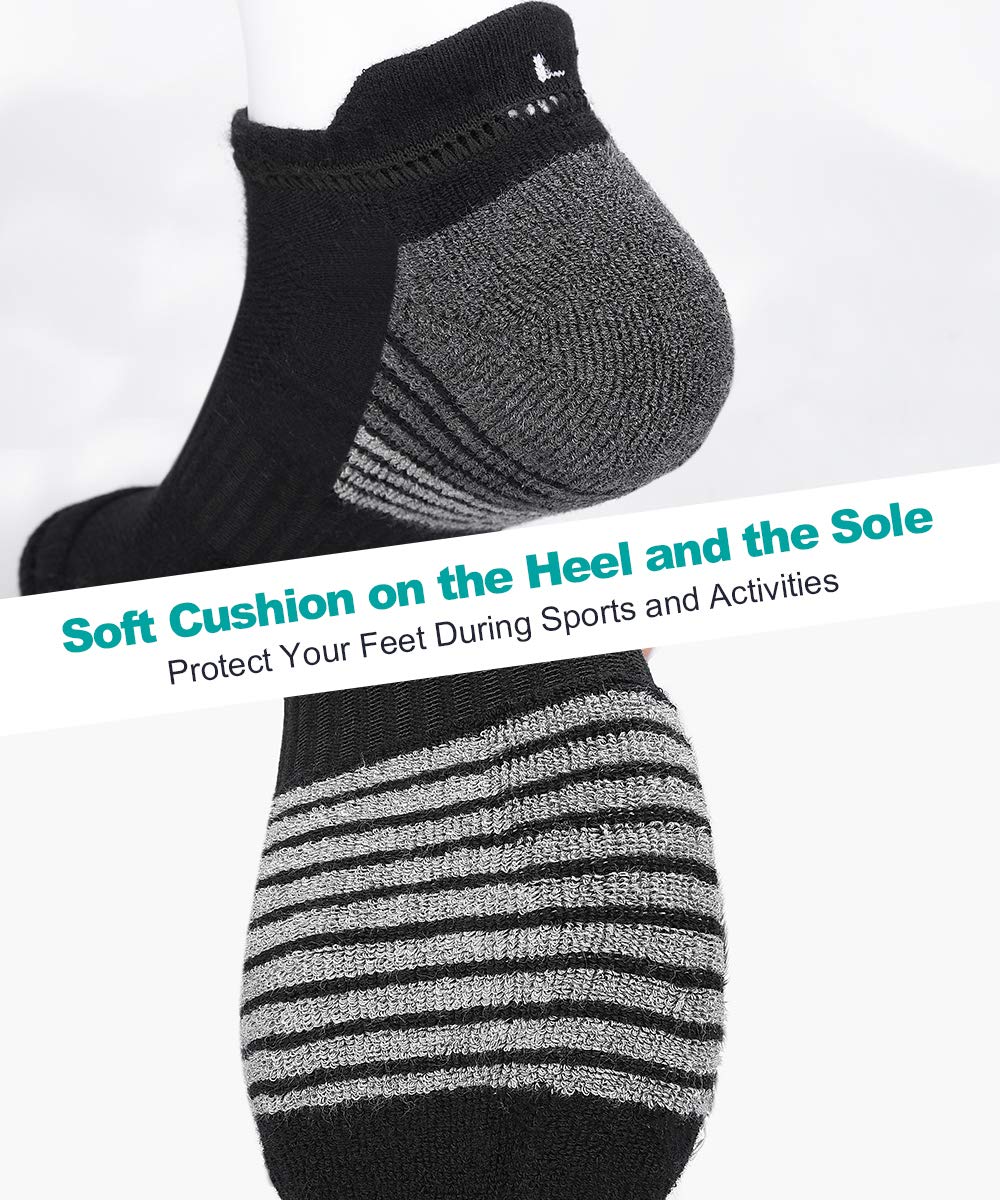 Coskefy Running Socks for Men & Women - 6 Pairs Thick Cushioned Ankle Athletic Socks with Breathable Cotton - Perfect for Jogging, Gym Workouts & Marathon Training