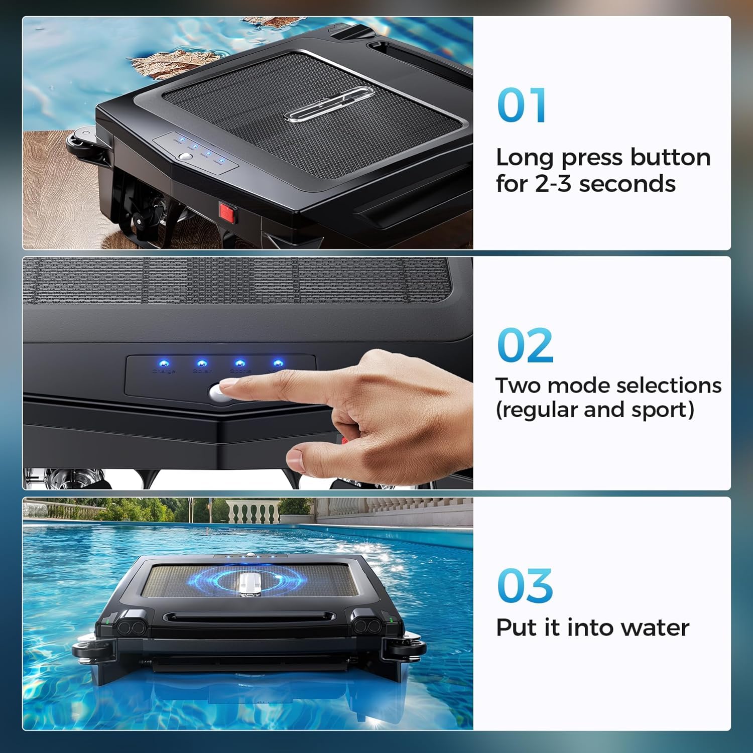 2024 Upgraded Solar Pool Skimmer Robot Cleaner - Automatic Swimming Pool Cleaner with Basket, Obstacle Avoidance & Dual Charging (Solar/USB) | Ideal for Inground/Above Ground Pools, Lakes & Water Features