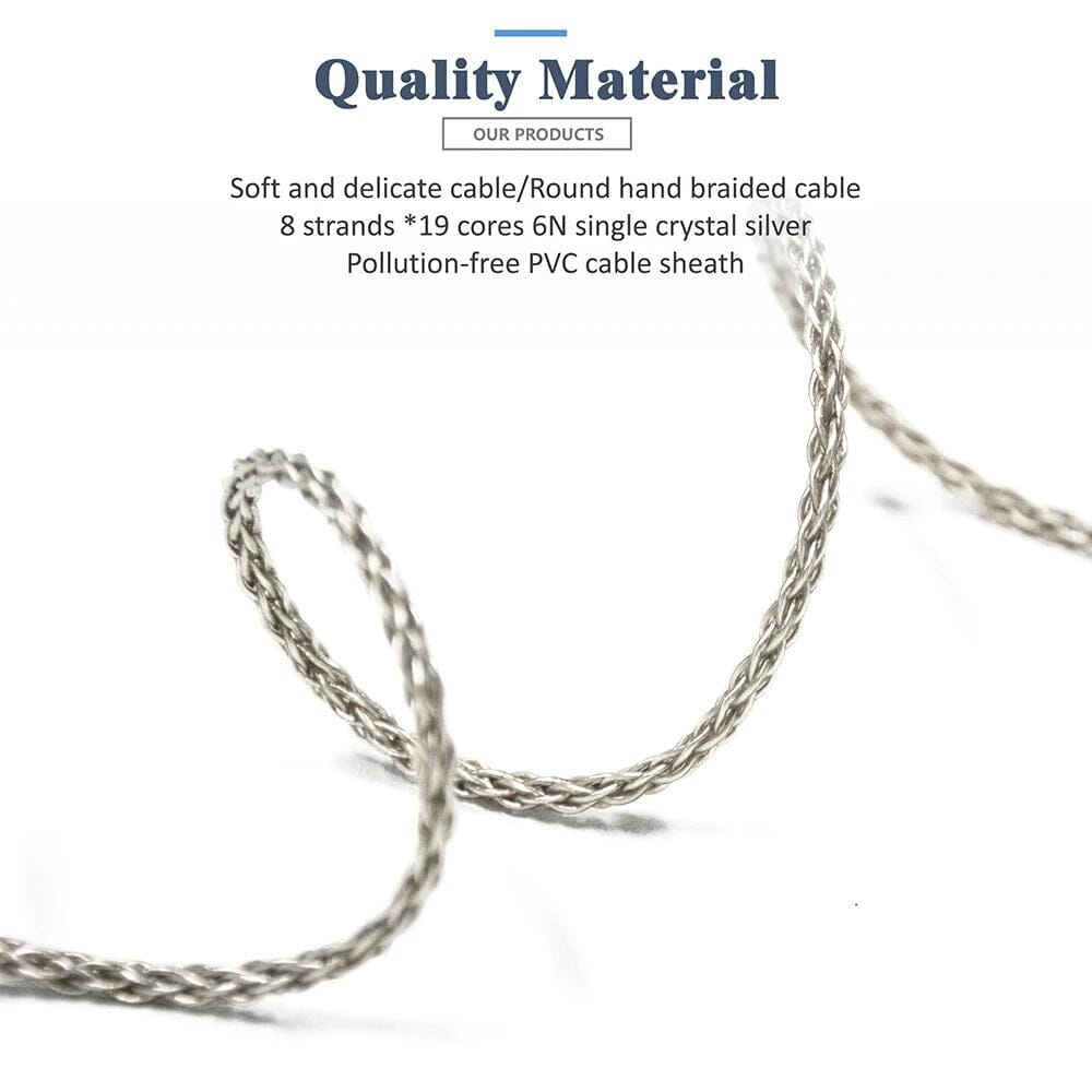 Premium GUCraftsman 6N Silver 8 Core HIFI Audio Cable - 2.5mm/4.4mm Balanced Headphone Cable for Sennheiser IE800/IE800s - High-End Upgrade for Audiophiles & Music Lovers - Perfect for Studio Monitoring, Gaming & Portable Hi-Fi Systems