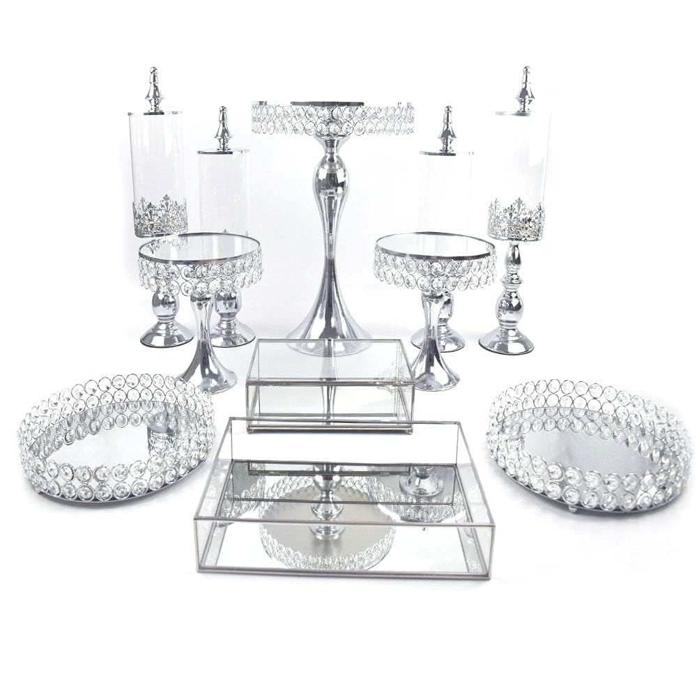 11-Piece Crystal Cupcake Stand Set - Silver Metal Dessert Display Holder for Birthday, Wedding & Party Decorations | Perfect for Displaying Cakes, Cupcakes, and Treats at Special Events