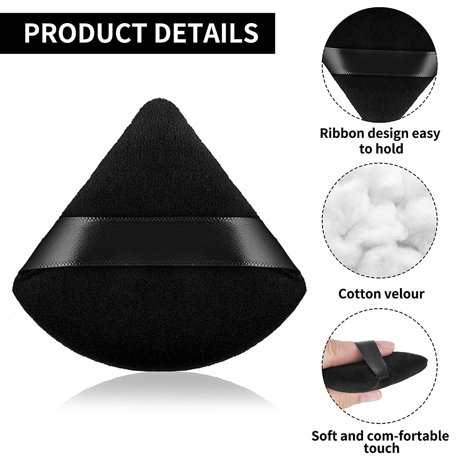 COSLUXE 2-Piece Powder Puff Set - Triangle & Round Makeup Sponges for Foundation, Loose Powder | Washable, Reusable & Ultra Soft | Perfect for Face & Body Makeup Application (Wet/Dry Use) - Ideal for Daily Makeup, Travel & Professional Makeup Artists