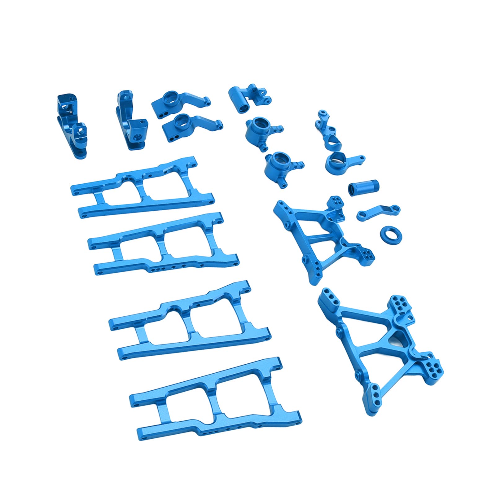Aluminum RC Car Upgrade Parts Kit for Traxxas Slash 1/10 4x4 - Front/Rear Suspension Arms, Steering Bellcrank & Camber Links (Blue) - Durable Off-Road Bashing & Racing Accessories
