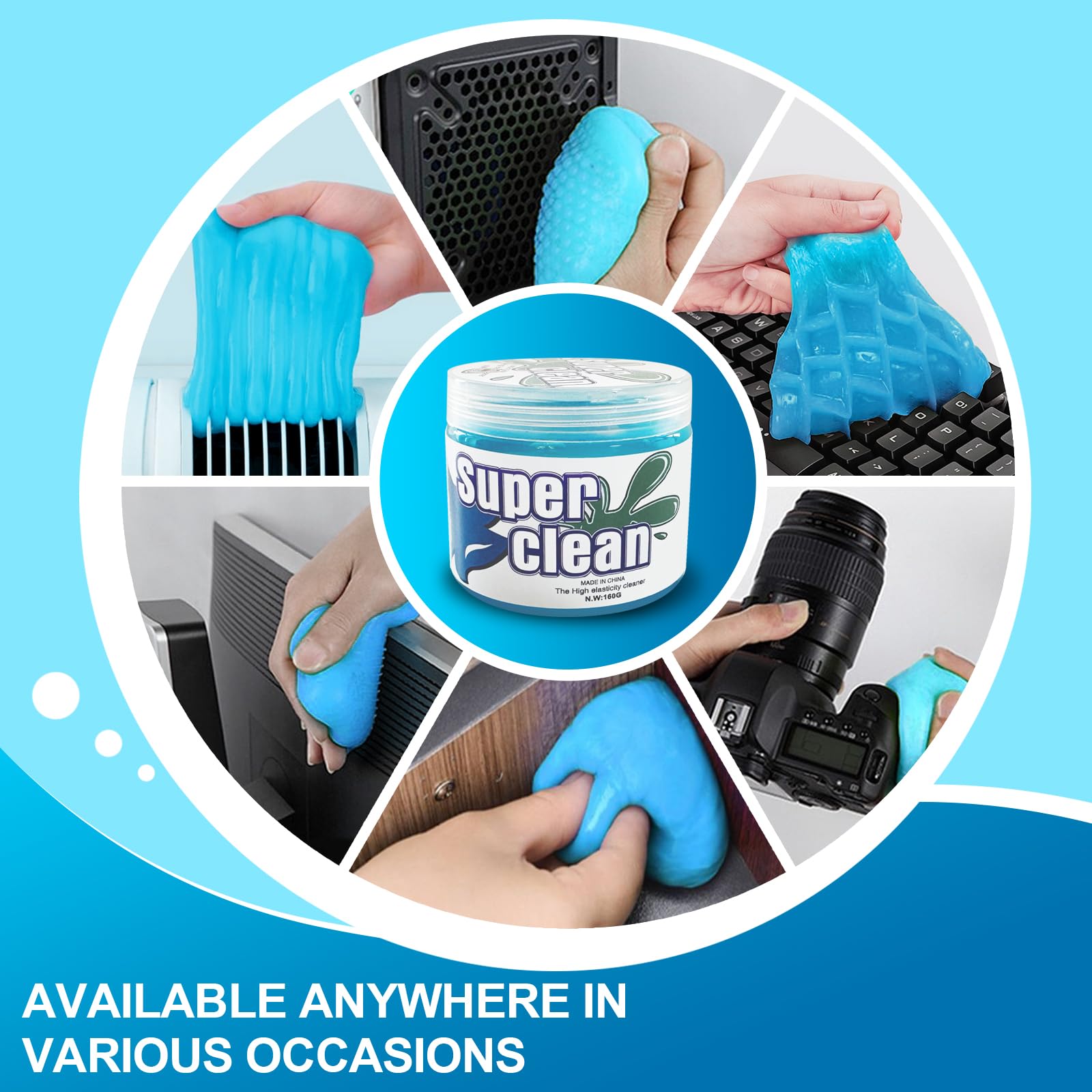 Universal Reusable Car Cleaning Gel - Auto Interior Detailing Putty for Dust Removal in Keyboards, Air Vents, Computers & Laptops | Perfect for Car Detailing, Office Electronics & Home Cleaning