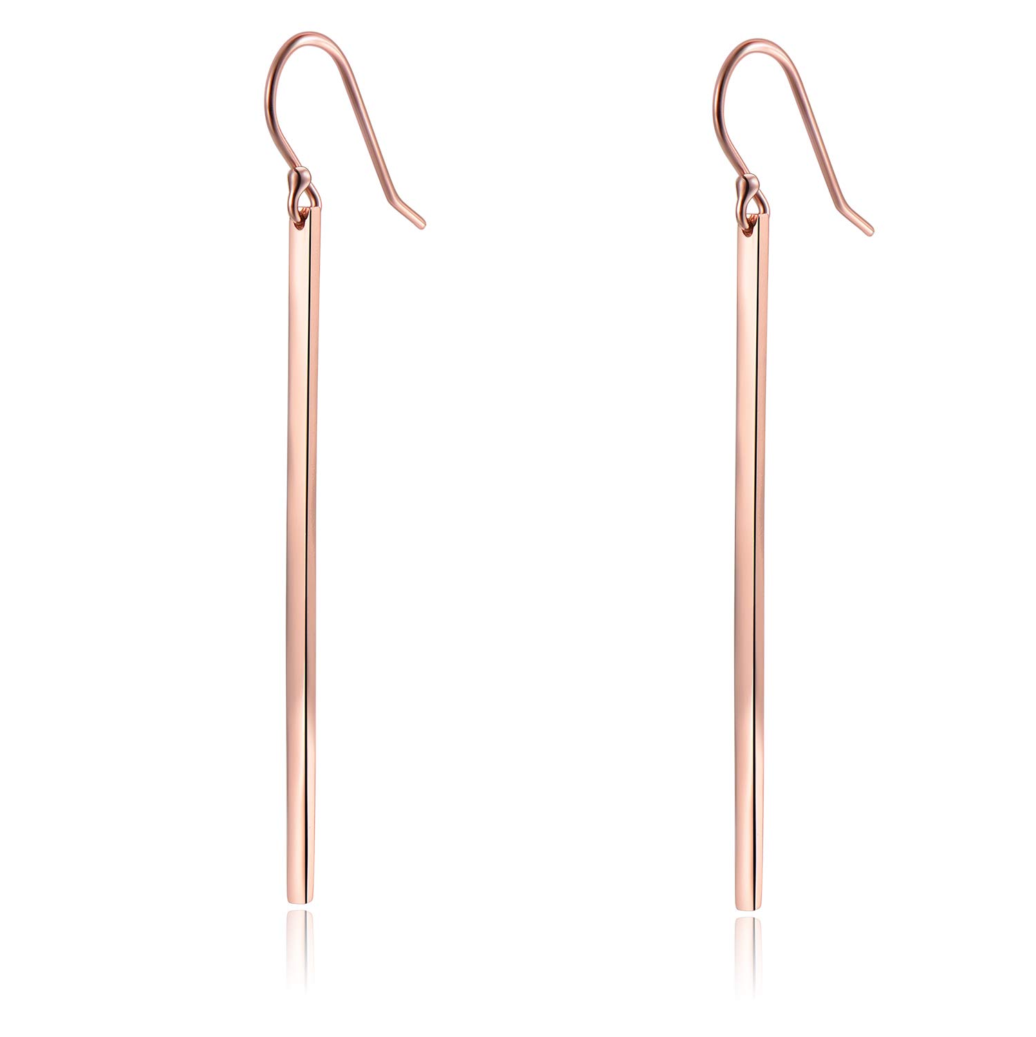 18K Gold Plated Sterling Silver Bar Drop Earrings for Women - Elegant Minimalist Dangle Earrings for Everyday Wear, Parties & Special Occasions