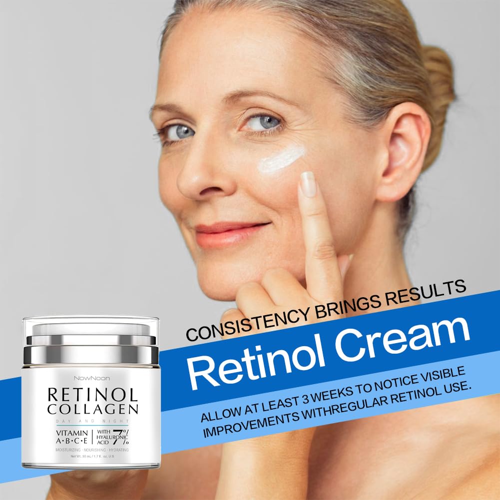 Best Anti-Aging Collagen Face Cream with Retinol & Hyaluronic Acid - Firming Moisturizer for Face, Neck & Body - Daily Hydrating Cream for Women & Men - 1.7 fl.oz - Perfect for Night Routine & Wrinkle Reduction