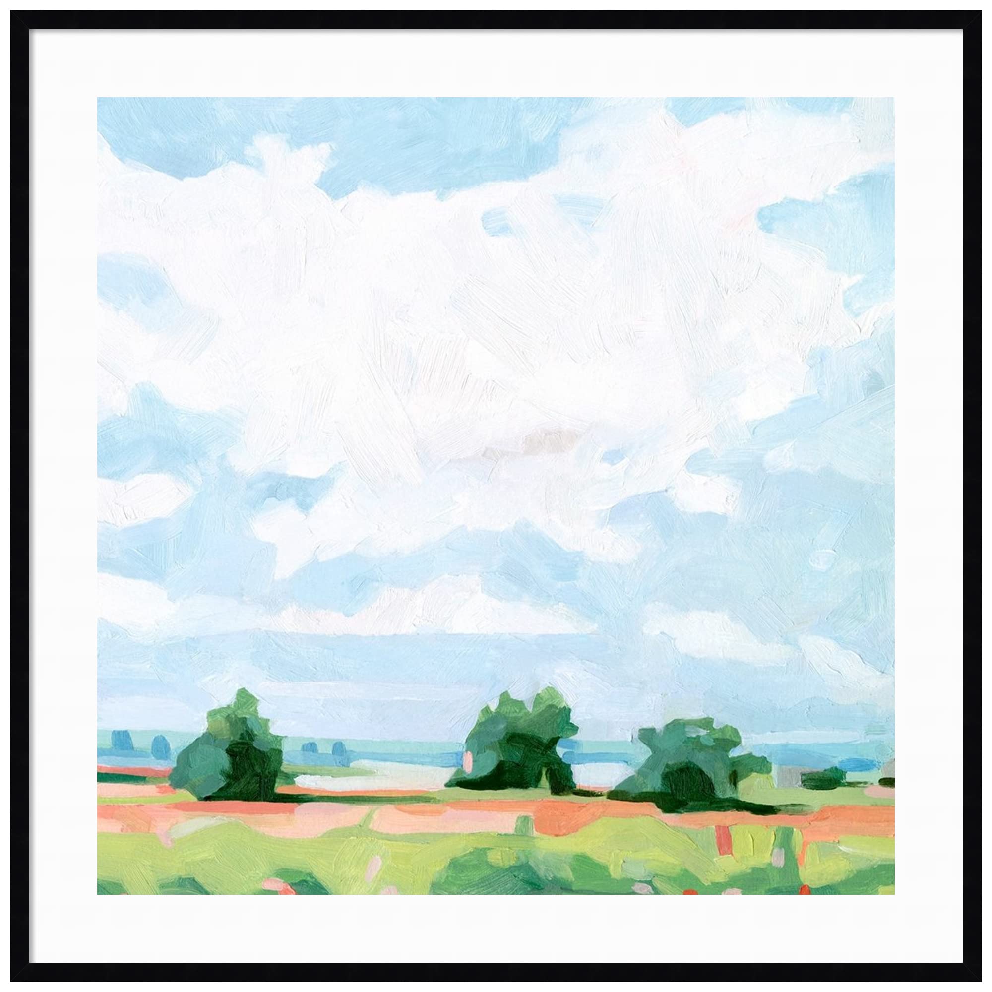 Emma Scarvey Spring Midday I Oversized Wood Framed Wall Art Print - 41x41 Inches, Svelte Noir Black Frame - Perfect for Living Room, Bedroom & Office Decor