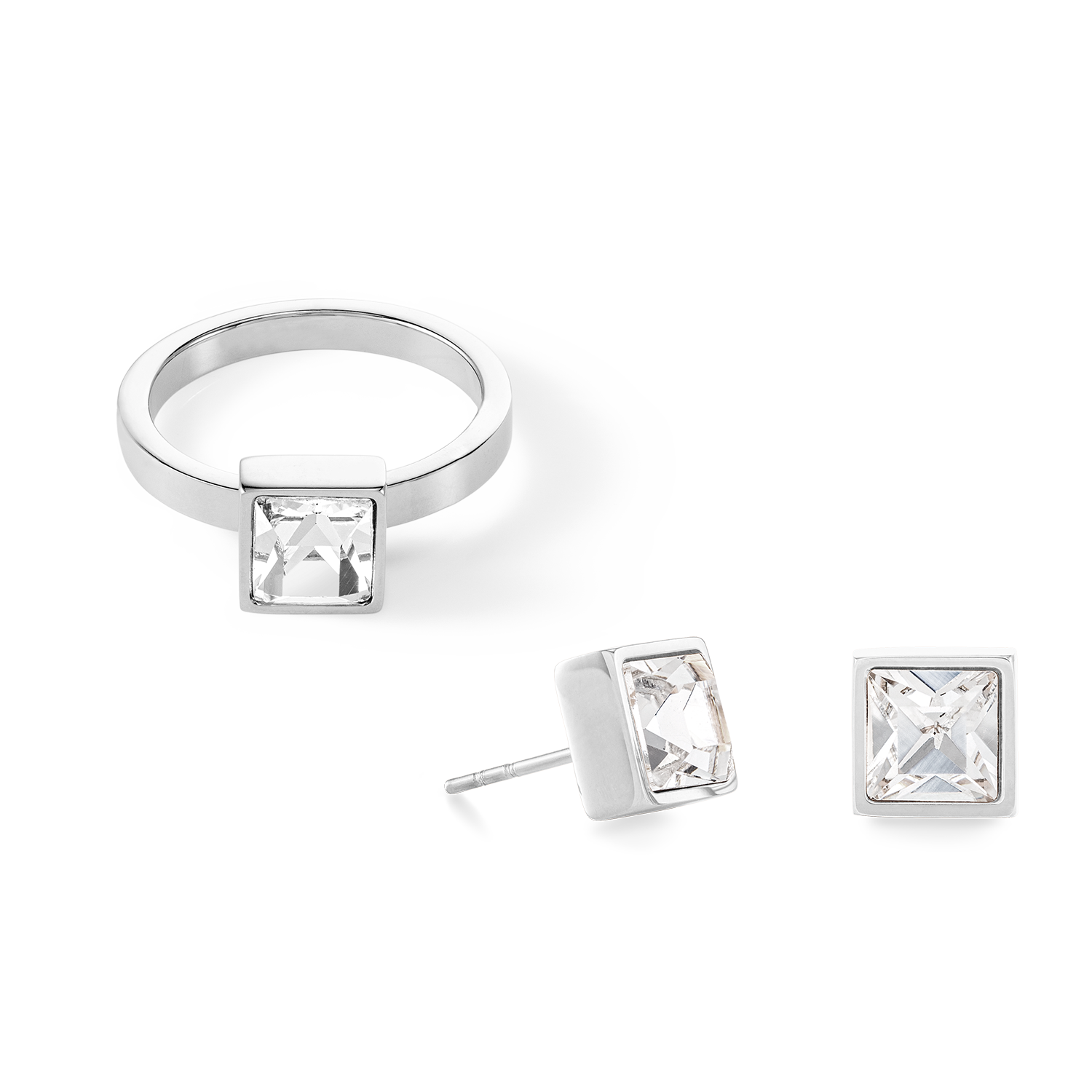 Stunning Square Big Ring - Silver Crystal Jewelry for Women, Elegant Statement Piece for Parties & Special Occasions