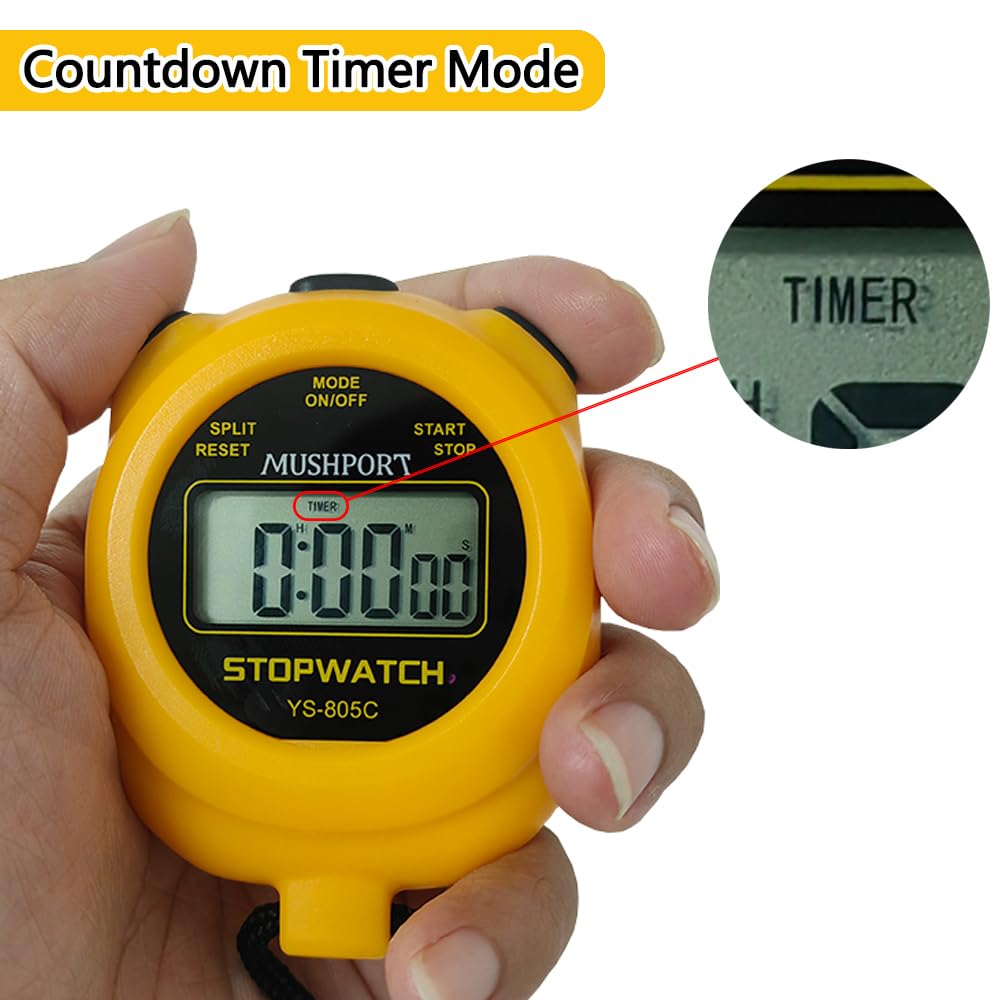Digital Stopwatch Timer with Countdown - Simple ON/OFF Operation, No Clock/Date - Sports Stopwatch for Kids, Coaches, Swimming, Running (Orange) - Perfect for Training, Races & Timekeeping