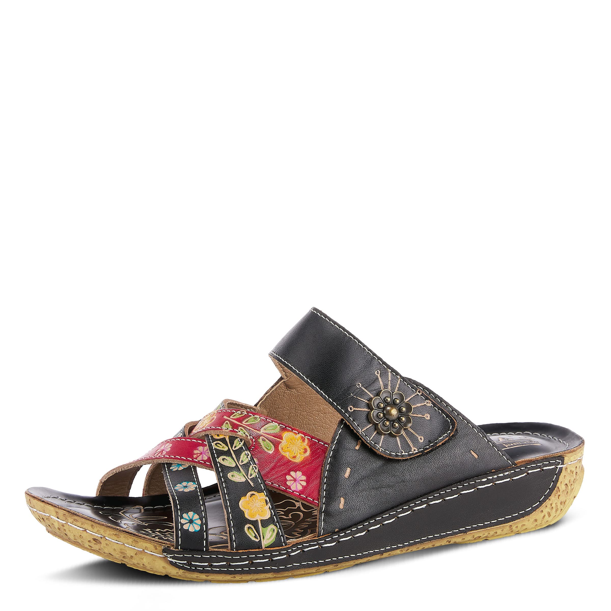 L'Artiste by Spring Step Women's Leigh Leather Slide Sandals - Comfortable Casual Slip-On Shoes for Summer, Beach & Vacation Outfits