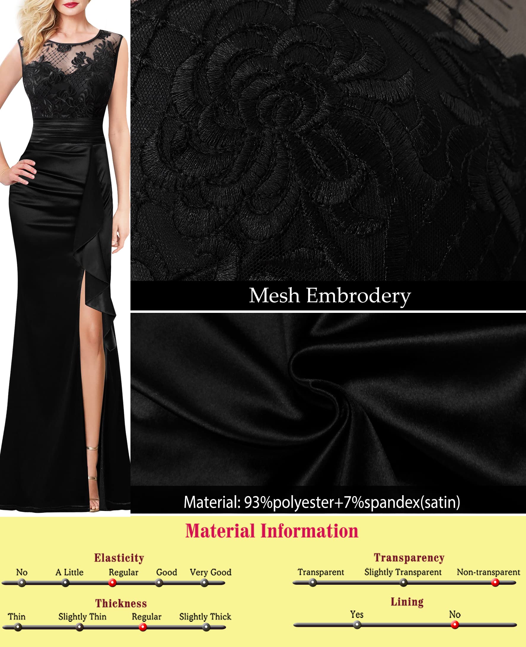 VFSHOW Women's Formal Ruched Ruffles Evening Prom Wedding Party Maxi Dress - Elegant Long Gown for Special Occasions, Dinners & Celebrations