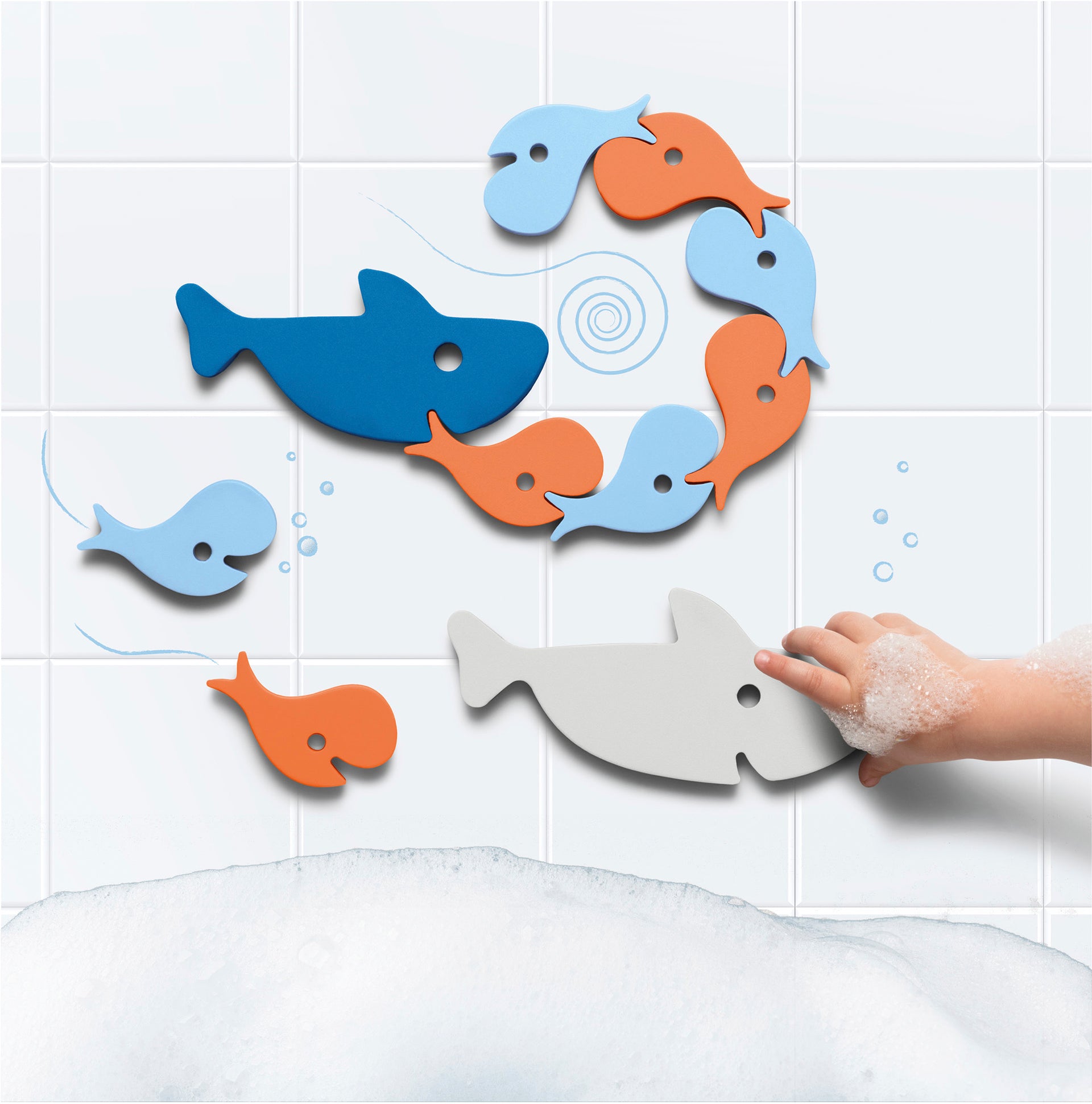 Quut Soft Foam Bath Puzzle - Shark Themed Educational Toy for Kids | Safe Non-Toxic Bathtub Toys for Toddlers | Perfect for Bath Time Learning & Sensory Play
