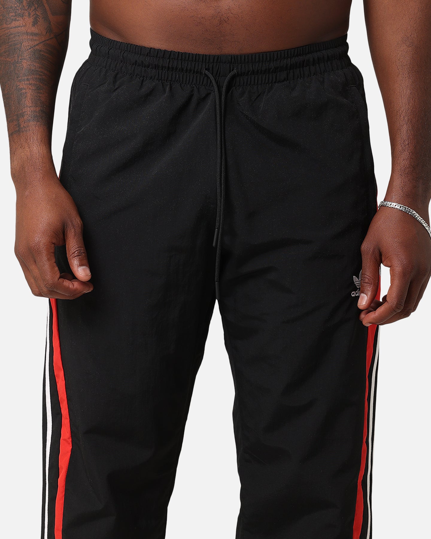 Adidas Archive Pants for Men - Black/Red Athletic Joggers with Tapered Fit - Perfect for Running, Gym Workouts & Casual Streetwear
