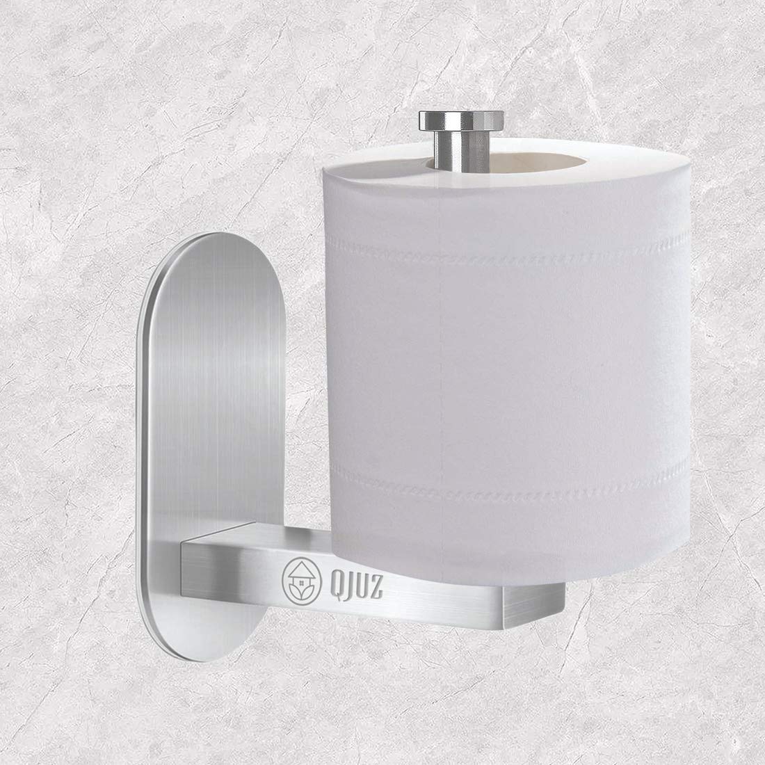 Stainless Steel Adhesive Toilet Paper Holder - No Drill Wall Mount for Bathroom & Kitchen - Brushed Nickel Tissue Paper Dispenser - Perfect for Small Spaces, Apartments, RVs and Dorm Rooms