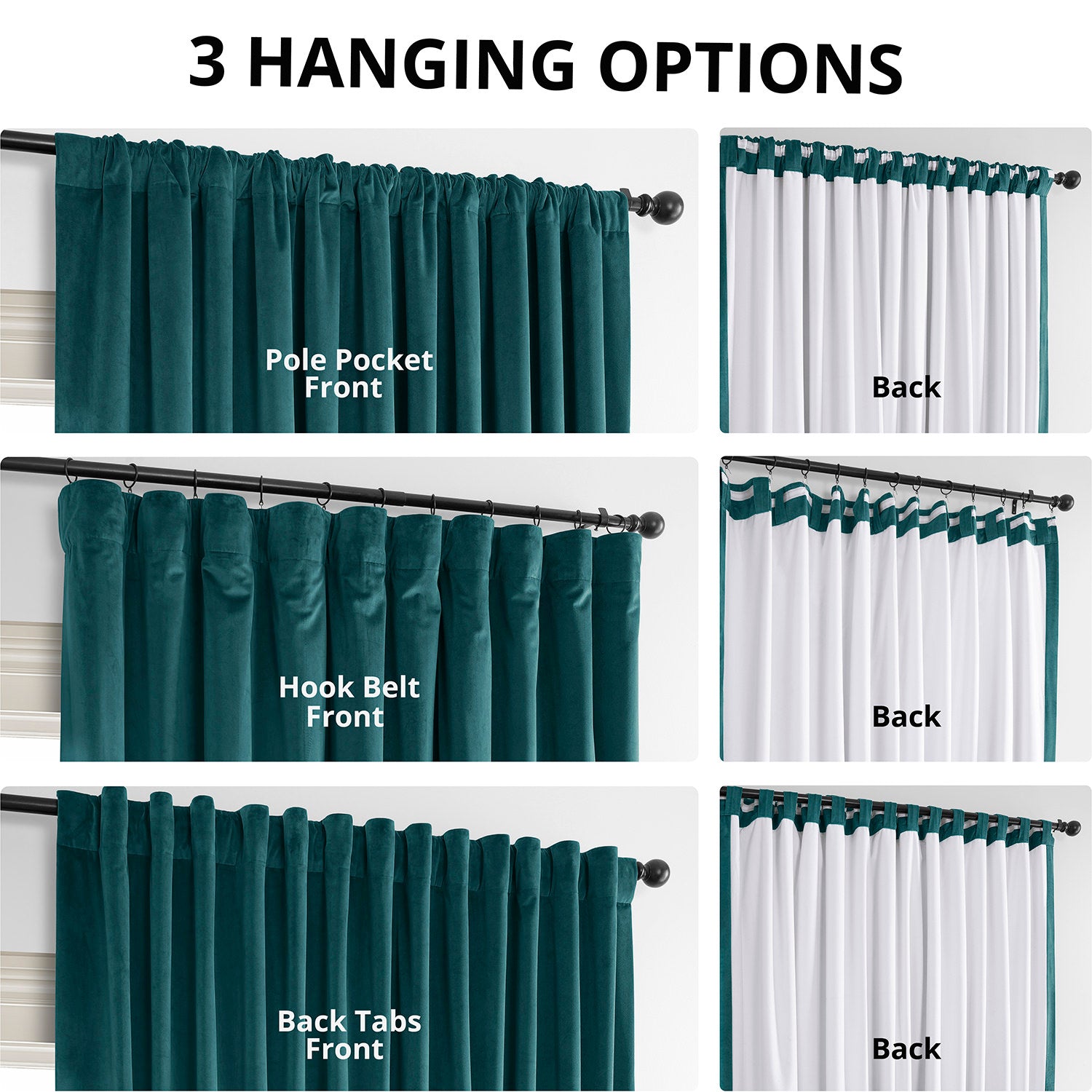 Everglade Teal Extra Wide Blackout Curtains for Bedroom - Soundproof Thermal Insulated Velvet Drapes for Living Room & Nursery - 100% Room Darkening Window Treatments