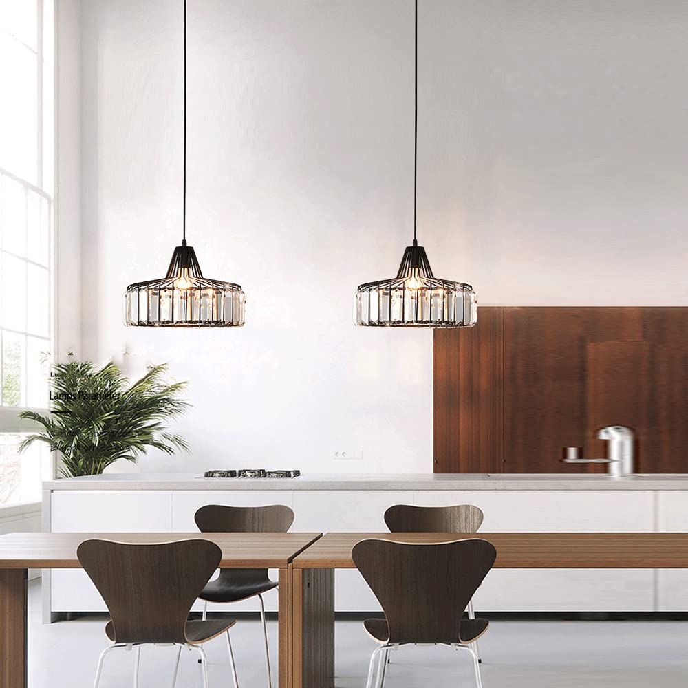 Modern Crystal Chandelier - Elegant Round Pendant Light for Bedroom, Balcony, Bathroom & Dining Room - Wrought Iron Hanging Fixture for Luxury Home Decor, Clothing Store Lighting & Interior Design