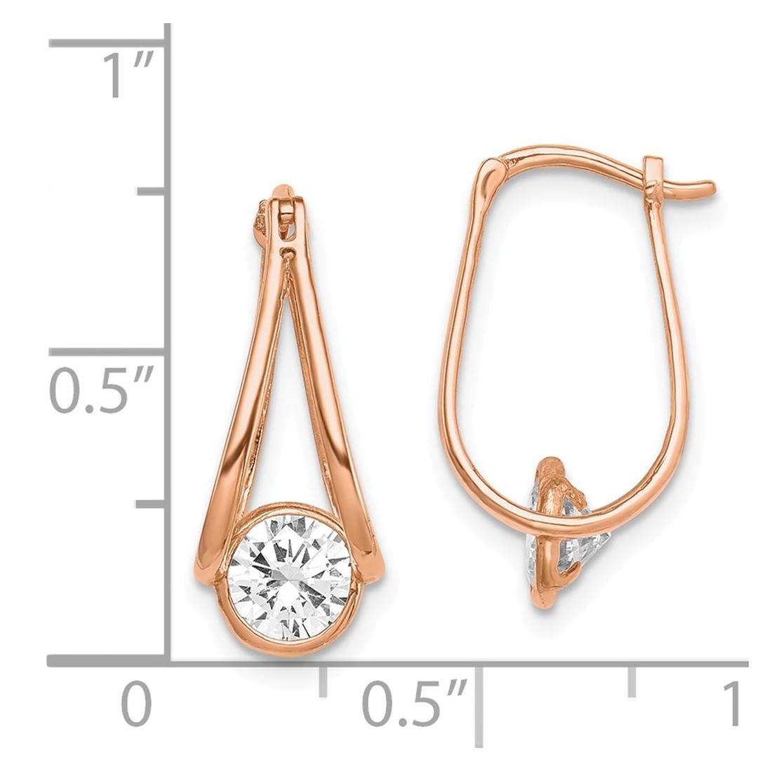 10K Rose Gold CZ Hoop Earrings for Women - Sparkling Cubic Zirconia Huggie Hoops - Perfect for Weddings, Parties & Everyday Elegance