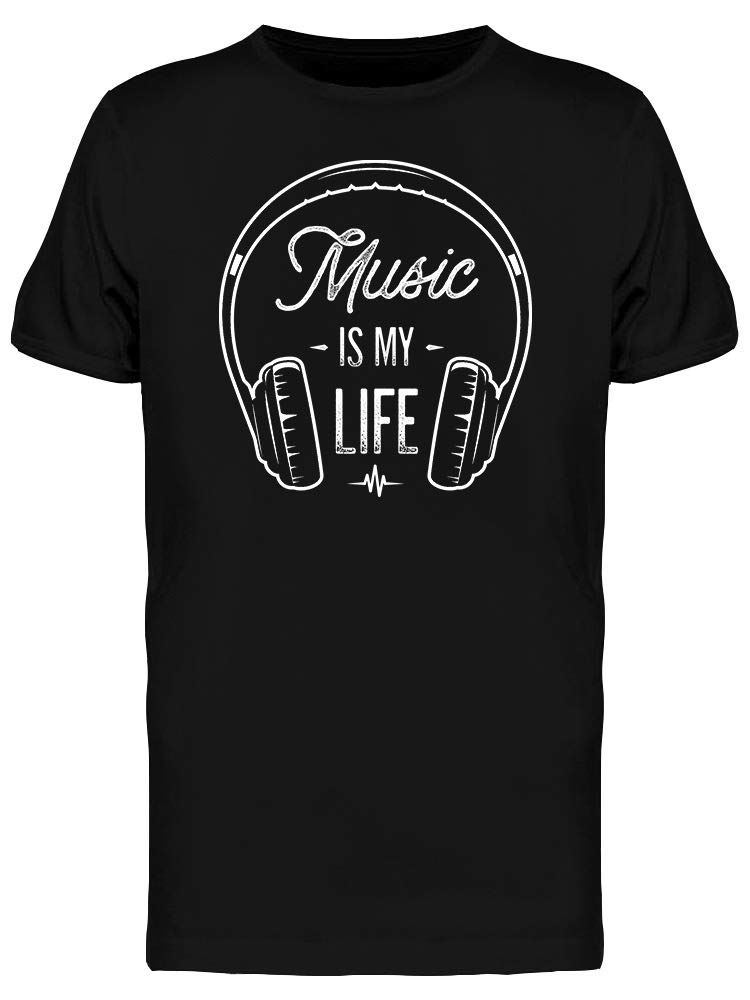 Smartprints Music Is My Life and Headphones Graphic T-Shirt for Men - Trendy Band Tee for Concerts, Gifts & Casual Wear