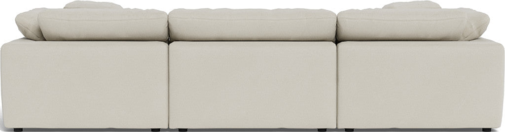 Fluffy 3-Piece Sofa Set with Double Ottoman - Soft Plush Living Room Furniture for Cozy Home & Lounge Relaxation
