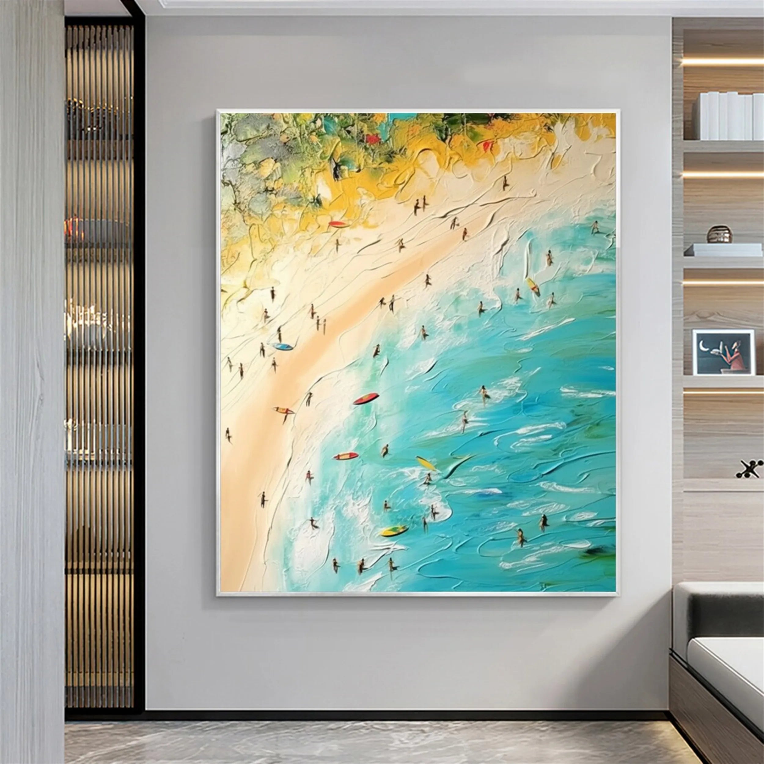 Seascape and Snowy Peak Landscape Painting - Premium Wall Art Decor for Living Room, Bedroom, Office #SP027