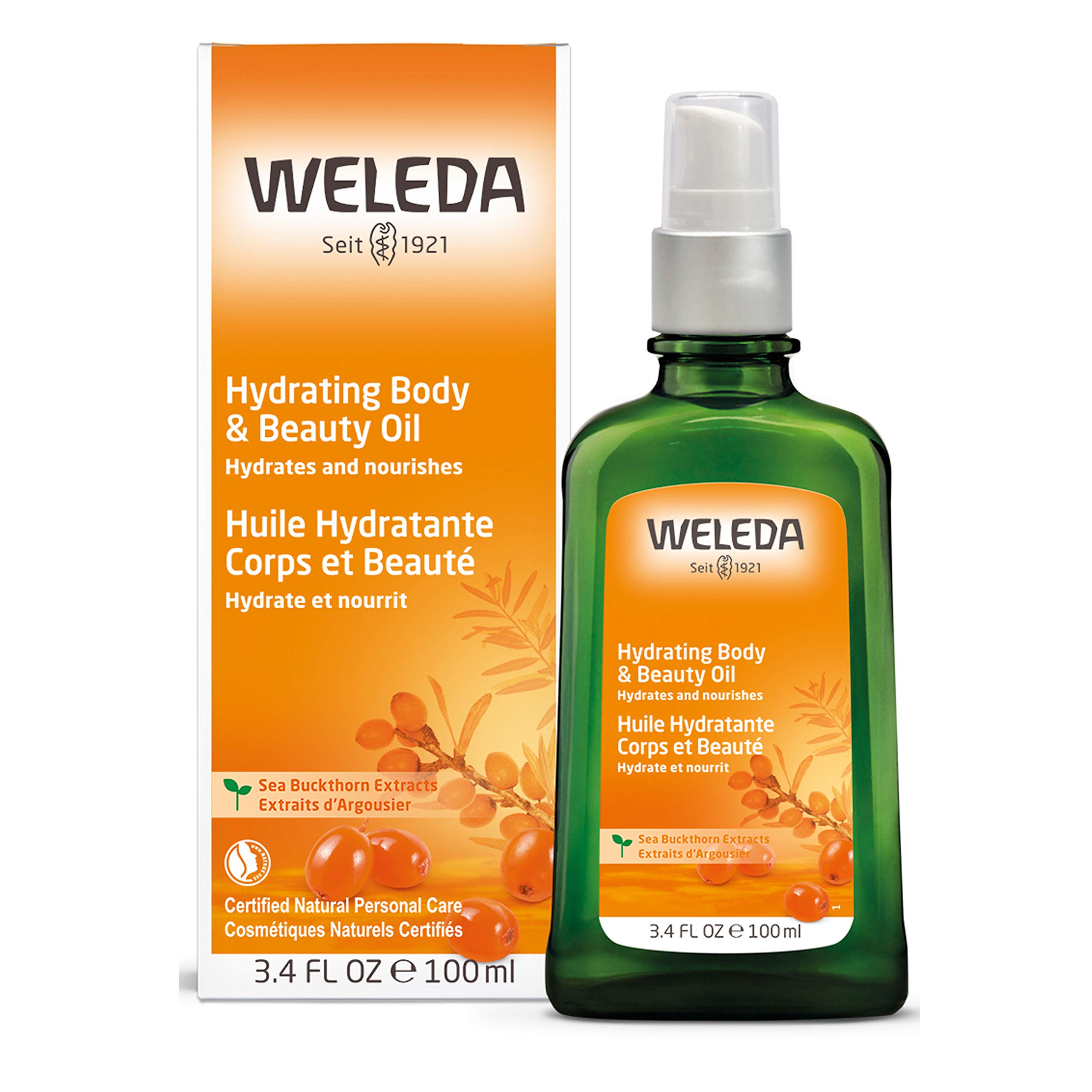 Weleda Sea Buckthorn Body Oil 3.4 fl oz - Hydrating & Nourishing Dry Skin - Perfect for Massage, After Shower & Winter Care