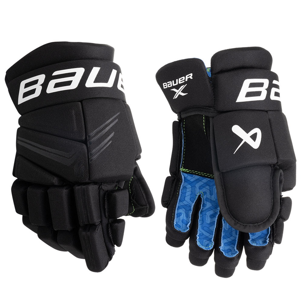 Bauer X 2024 Junior Ice Hockey Gloves - Youth Hockey Protective Gear for Boys & Girls - Perfect for Ice Skating, Hockey Practice & Games