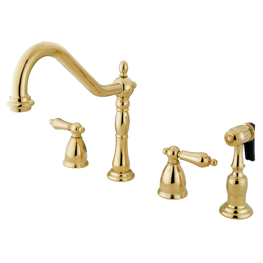 Kingston Brass KB1791ALBS Widespread Kitchen Faucet - High Arc Pull-Down Sprayer, Oil Rubbed Bronze Finish for Modern Farmhouse & Industrial Style Kitchens