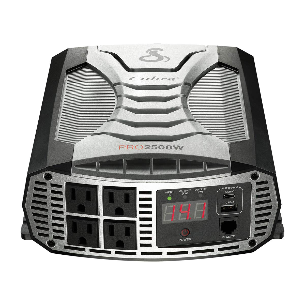 Cobra PRO 2500W Professional Grade Power Inverter - 2500W Car Charger with 4 AC Outlets & 2 USB Ports, Remote Control for Camping, RV, Emergency Power & Outdoor Activities (CPIALCDG1)