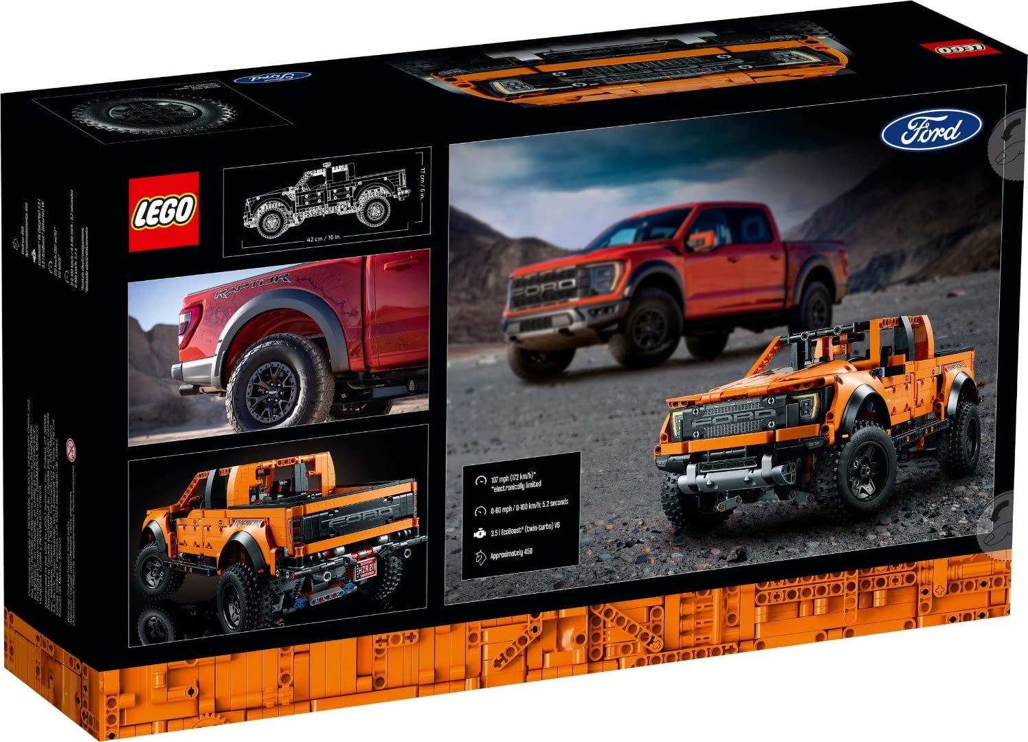 LEGO 42126 Technic Ford F-150 Raptor Model Car Building Kit - 1,370 Pieces, Collectible Toy for Adults, Perfect Gift for Car Enthusiasts - Great for Display, Play and DIY Engineering Projects