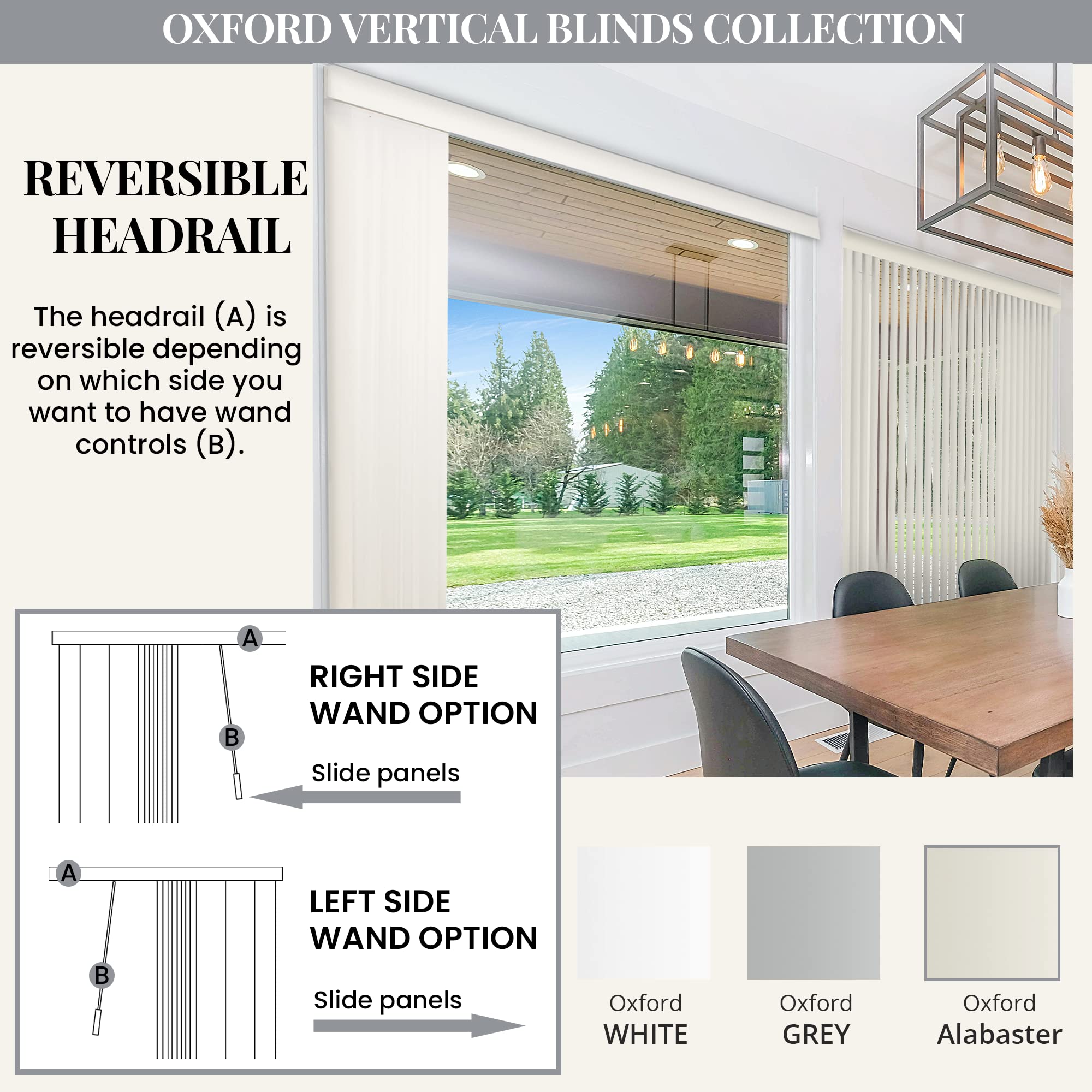 CHICOLOGY Vertical Blinds for Sliding Doors - Blackout Window Shades in Oxford Alabaster (Vinyl) 78