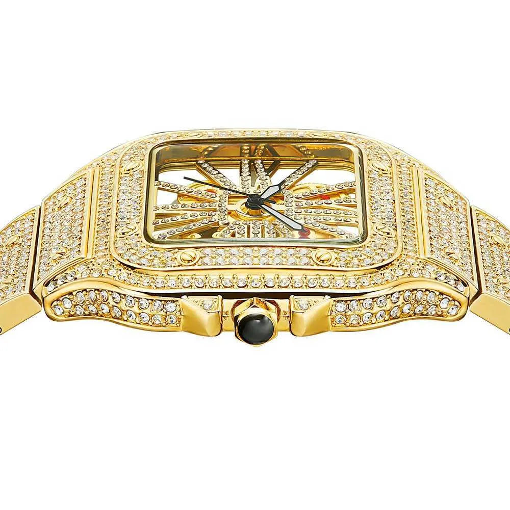 8 Iced Out Diamond Moissanite Gold Watch for Men - Luxury Hip Hop Bling Jewelry - Perfect for Parties, Gifts & Special Occasions