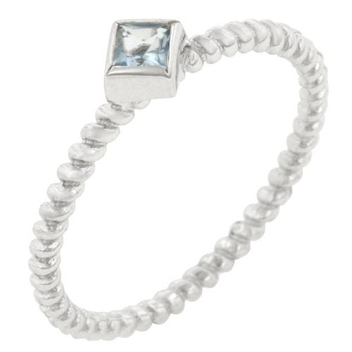 Twisted Petite Blue Topaz Solitaire Ring | 14K Gold Plated Sterling Silver Engagement Ring for Women | Perfect for Anniversary, Valentine's Day & Special Occasions