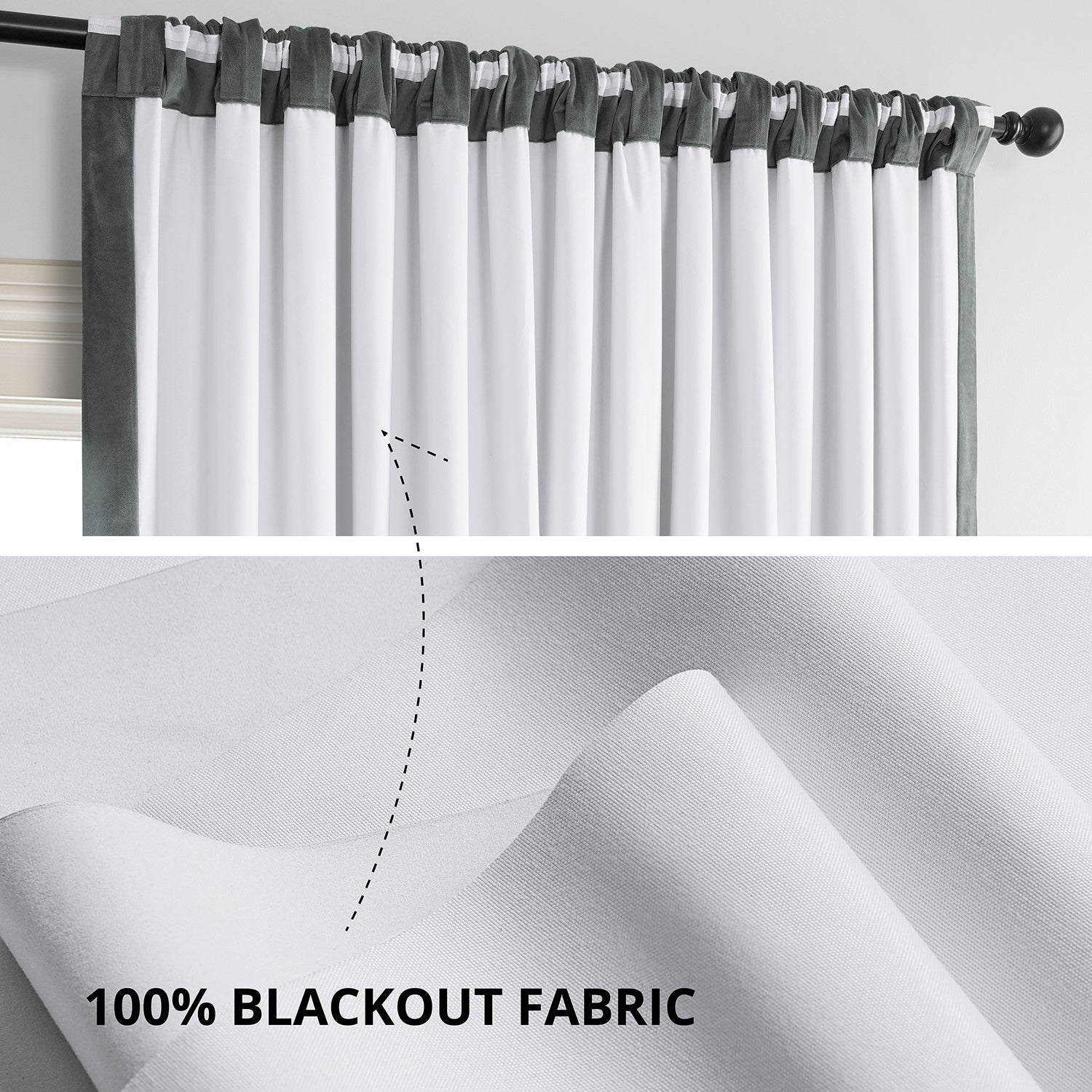 Natural Grey Signature Extra Wide Velvet Blackout Curtains for Bedroom - Thermal Insulated Noise Reducing Drapes for Living Room & Nursery