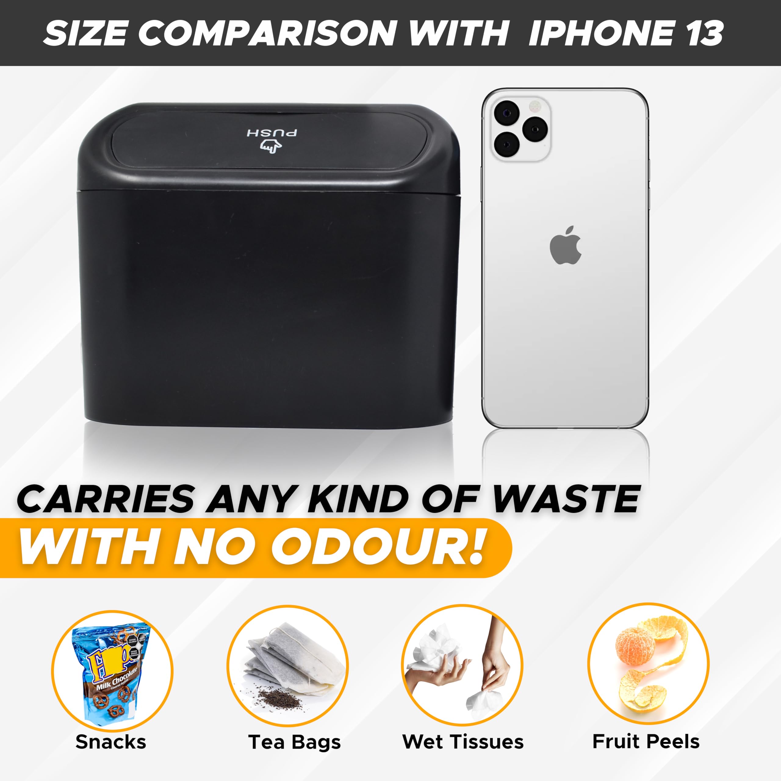 EcoNour Mini Car Trash Can with Lid - 2 Pack Leakproof Car Garbage Bin for Side Door & Backseat | Portable Auto Trash Organizer with 10 Rolls | Perfect for Vehicles, Office, Kitchen & Travel Accessories