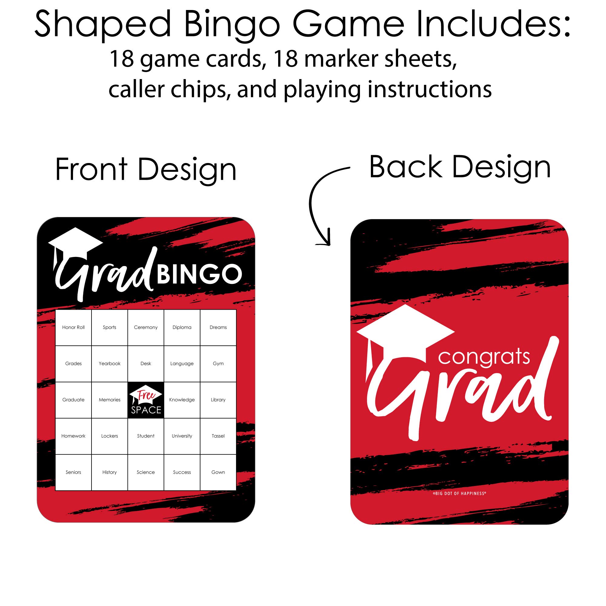 Red Graduation Bingo Game Set - 18 Bingo Cards & Markers - 'Best is Yet to Come' Theme - Perfect for Graduation Parties, School Celebrations & Family Game Nights