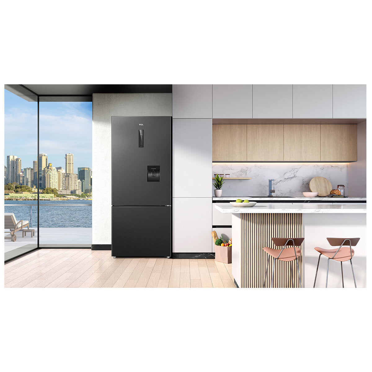 TCL 412L Bottom Mount Refrigerator - Matte Black (C440BFB) | Energy Efficient, Spacious Freezer & Fridge | Perfect for Kitchens, Apartments & Small Homes
