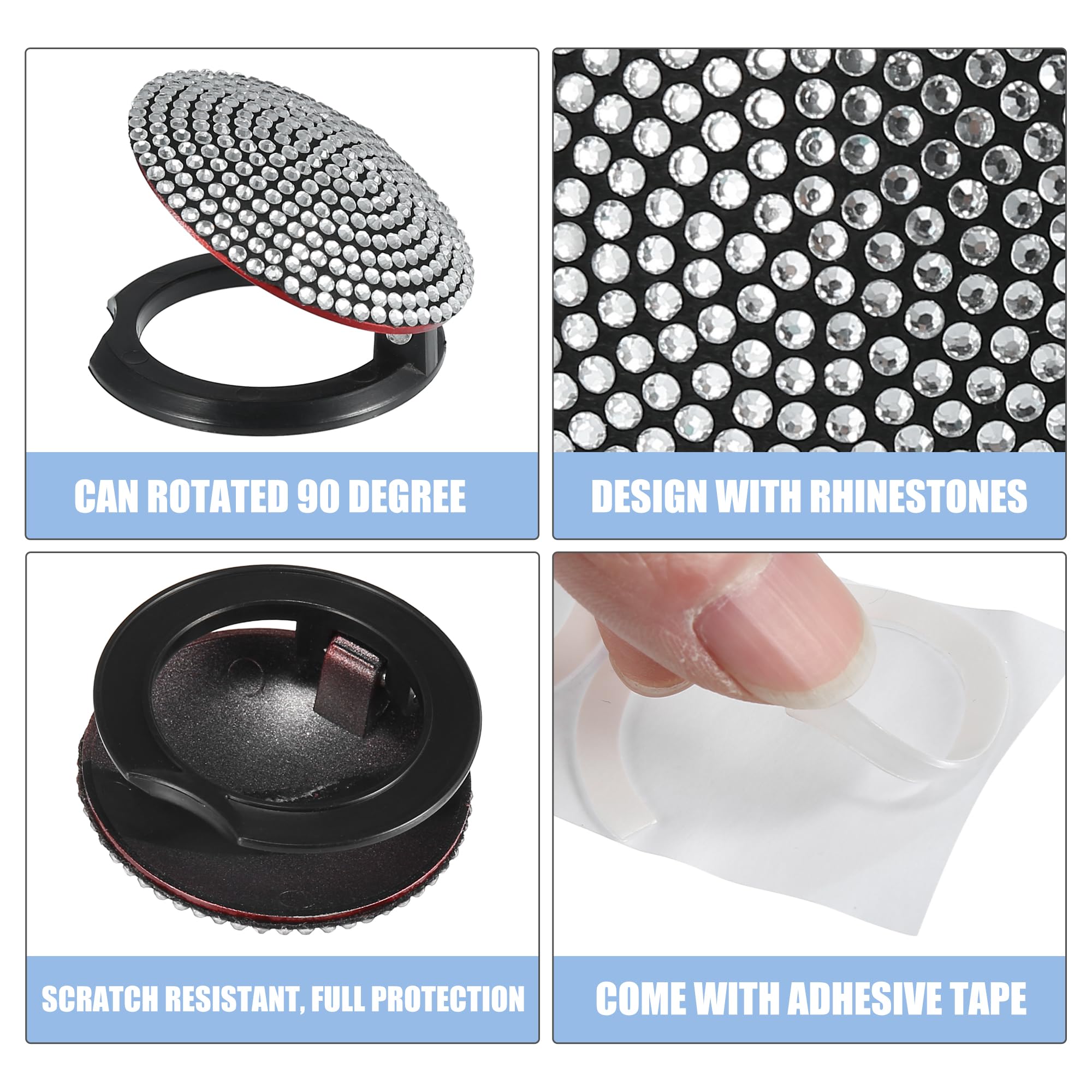 X AUTOHAUX Bling Car Start Stop Engine Button Cover - White Rhinestone Anti-Scratch Universal Decorative Ring for Ignition Protection | Stylish Upgrade for Luxury Cars, Sports Vehicles & Daily Commutes
