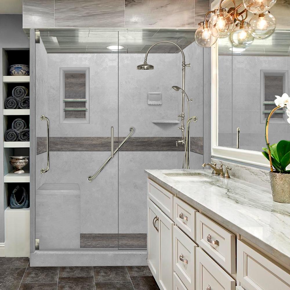 Custom Shower Kits - Alcove Pan, Walls, Thresholds & Optional Glass Enclosure | DIY Bathroom Remodeling Solution for Homeowners & Contractors | Perfect for Small Bathrooms & Space-Saving Designs