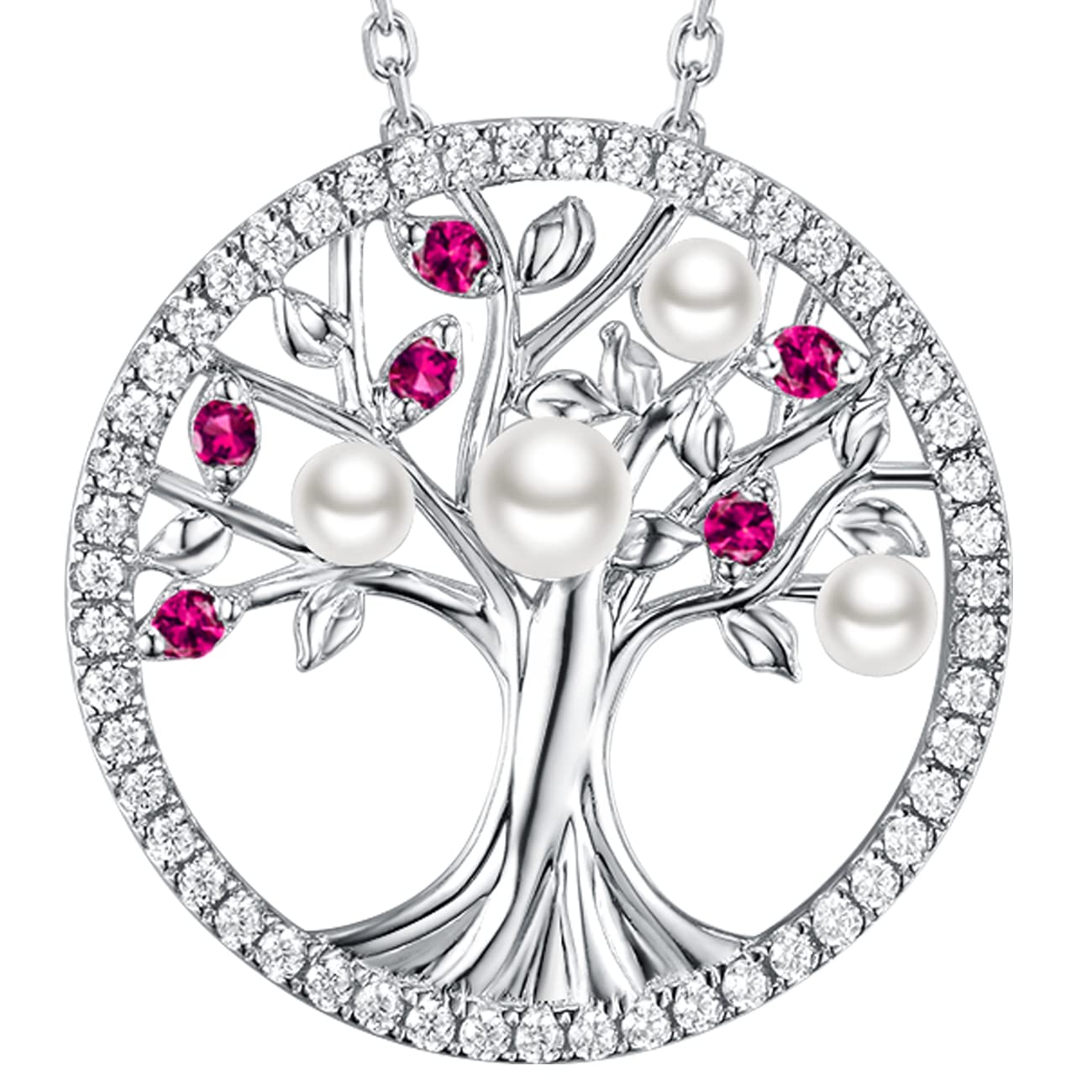 Tree of Life Necklace for Women - 925 Sterling Silver Birthstone Jewelry with Aquamarine & More | Perfect Birthday Gift for Wife, Mom, Sister | March & April Birthstone Jewelry for Everyday Wear & Special Occasions