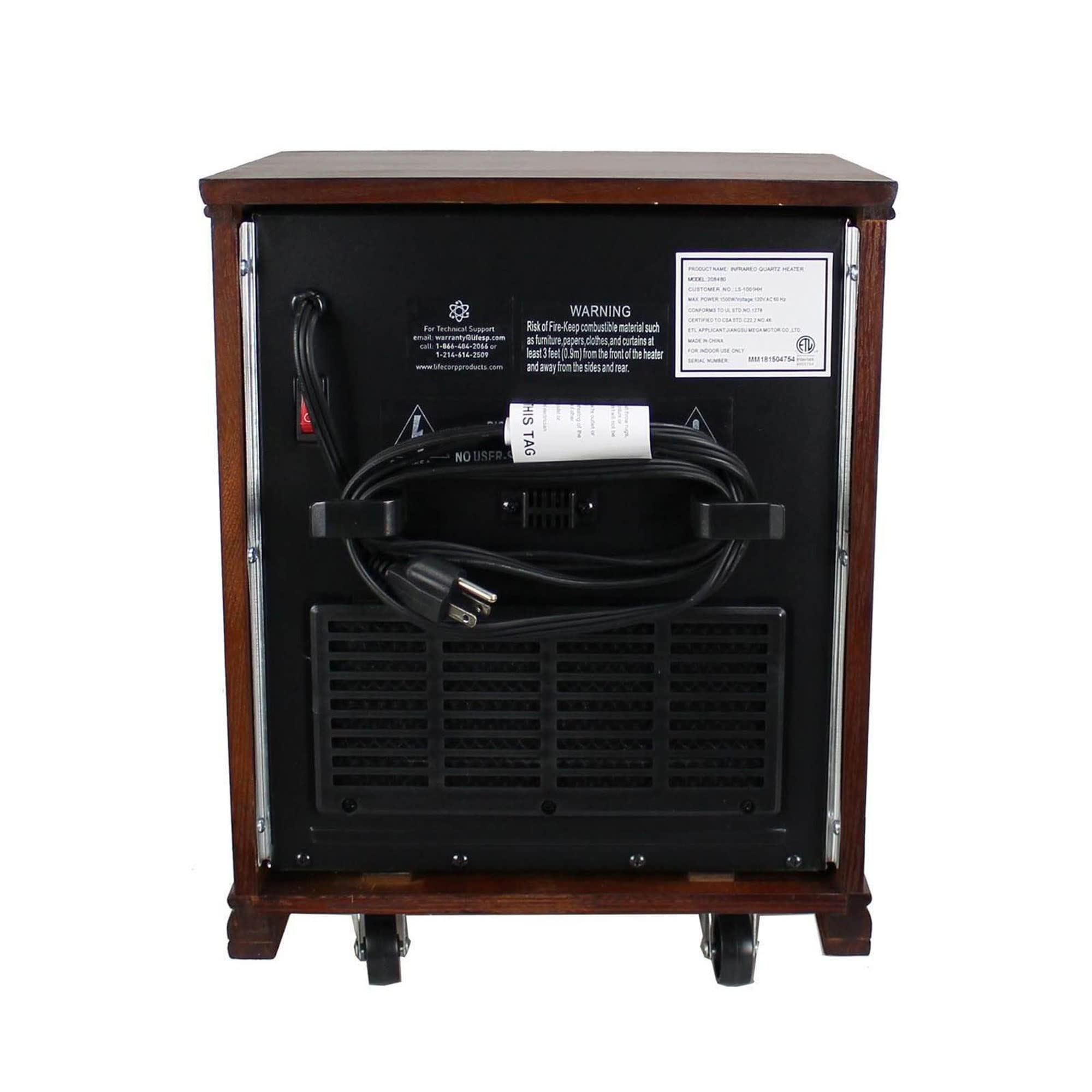 LifeSmart LifePro 1500W Portable Infrared Quartz Space Heater with Remote Control - Fast Heating for Bedroom, Office & Indoor Use - Energy Efficient with 4 Heating Elements - Brown Oak Wood Design