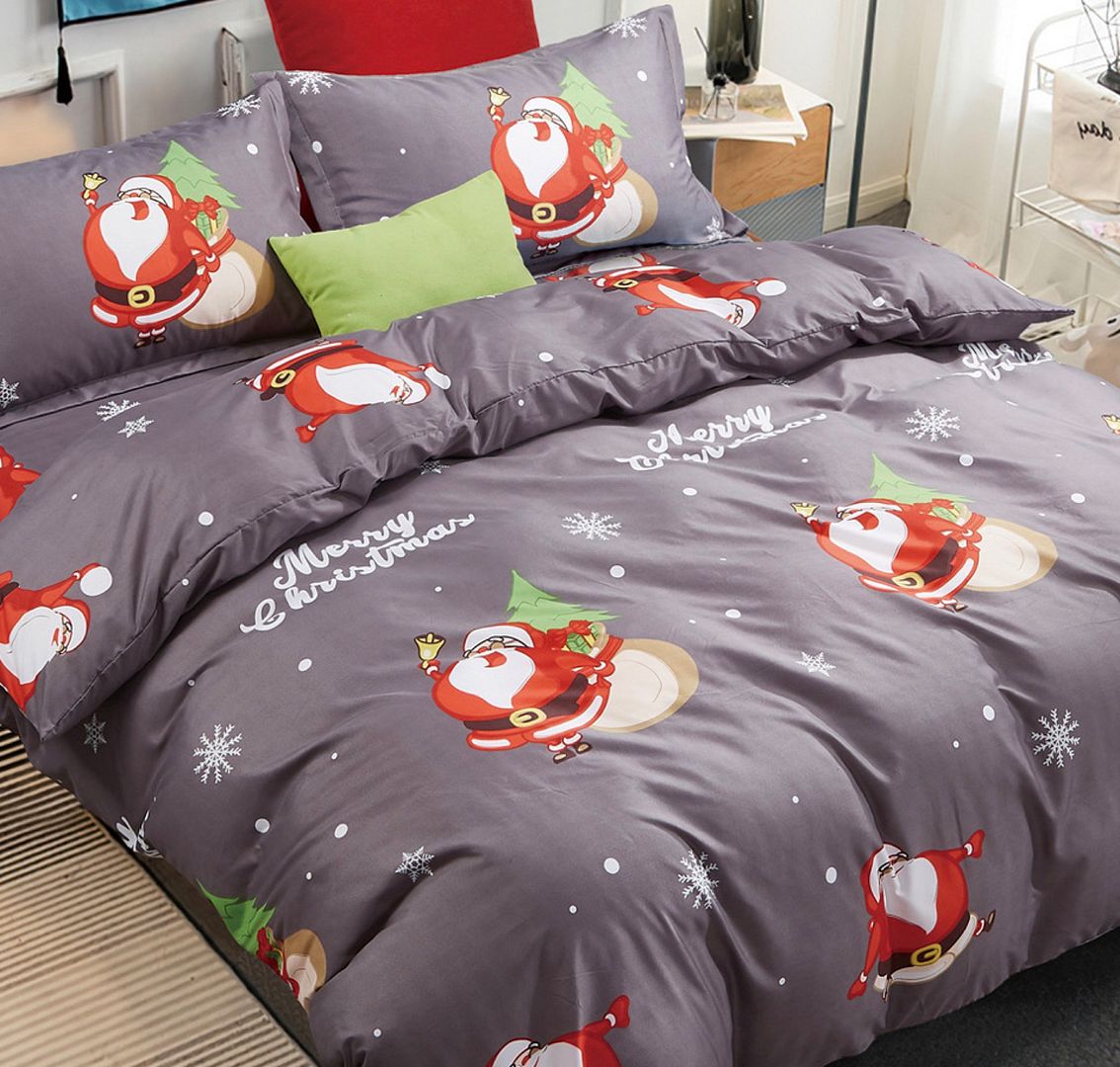 Christmas Santa Queen Size Quilt Cover Set - Festive Holiday Bedding for Winter Decor | Perfect for Guest Rooms, Master Bedrooms & Seasonal Home Styling